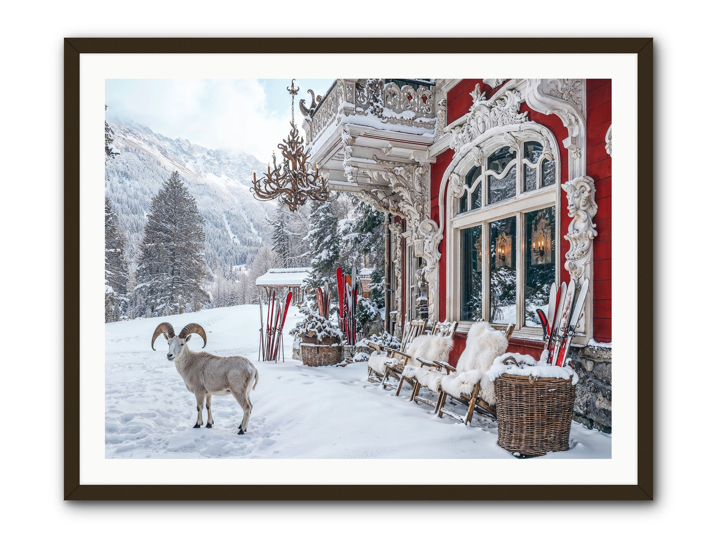 Schnitzel & Sherry Chalet No.3 -- Framed Print - Black 40x30