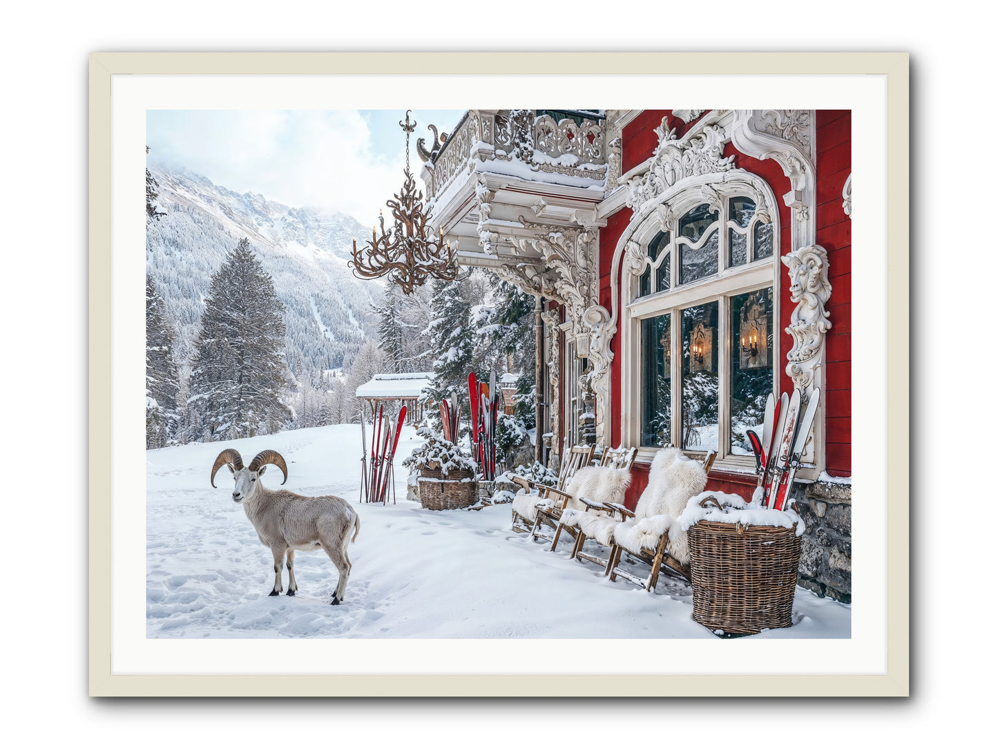 Schnitzel & Sherry Chalet No.3 -- Framed Print - White 40x30