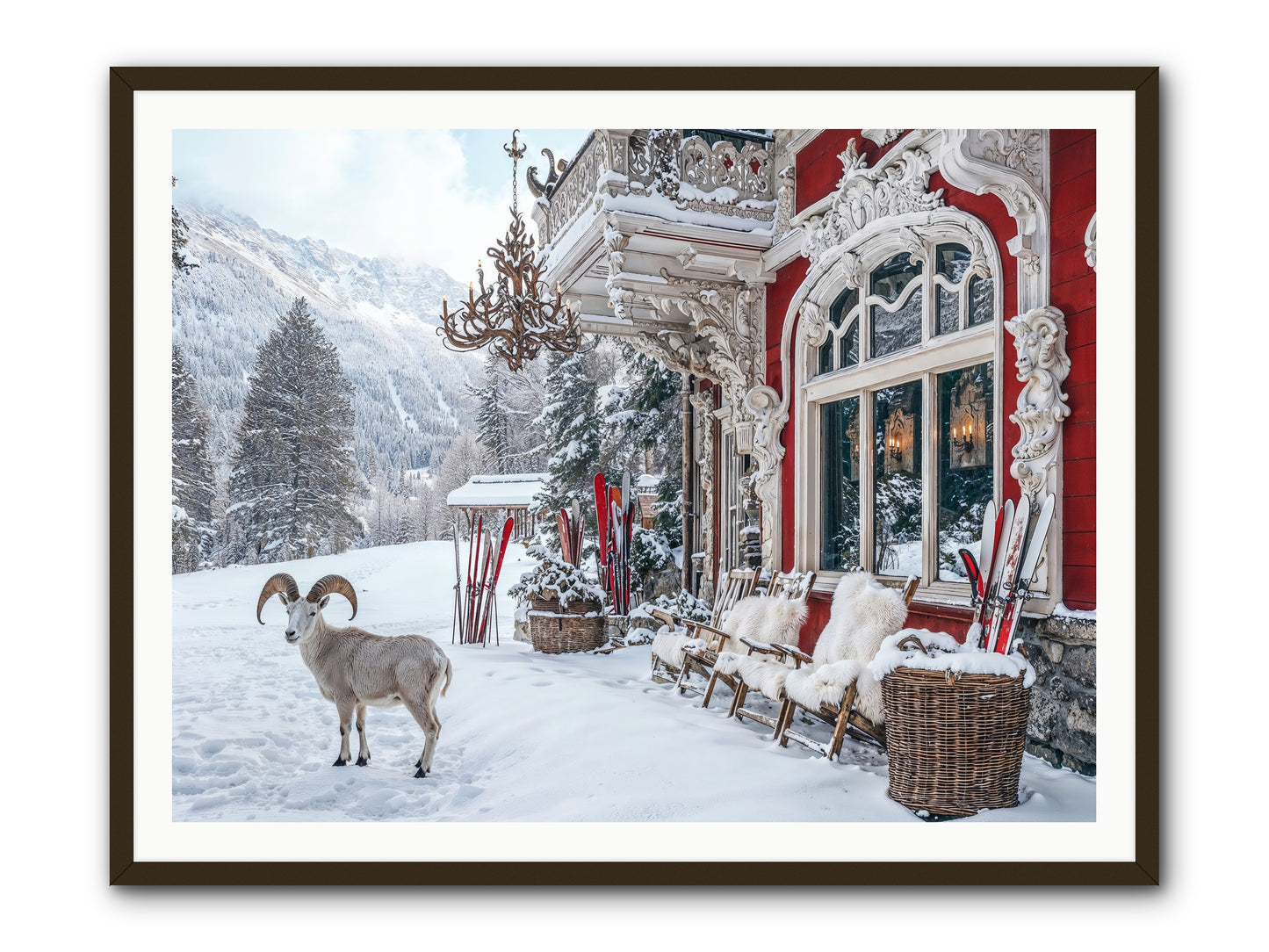 Schnitzel & Sherry Chalet No.3 -- Framed Print - Black 48x36