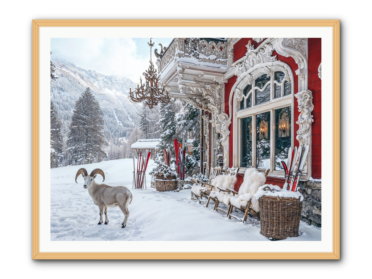 Schnitzel & Sherry Chalet No.3 -- Framed Print - Natural 48x36
