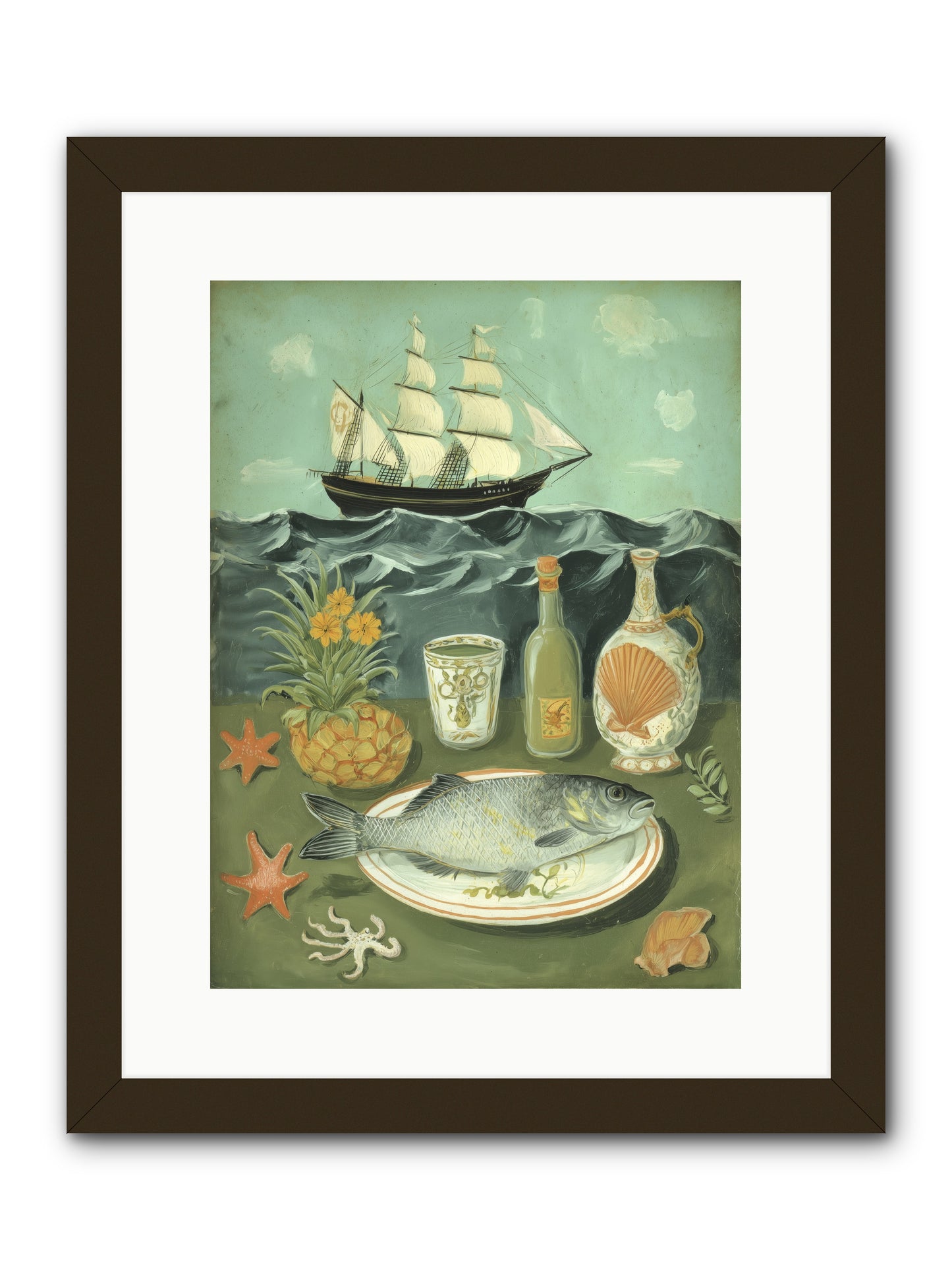 Sea Captain's Log -- Framed Print - Black 12x16