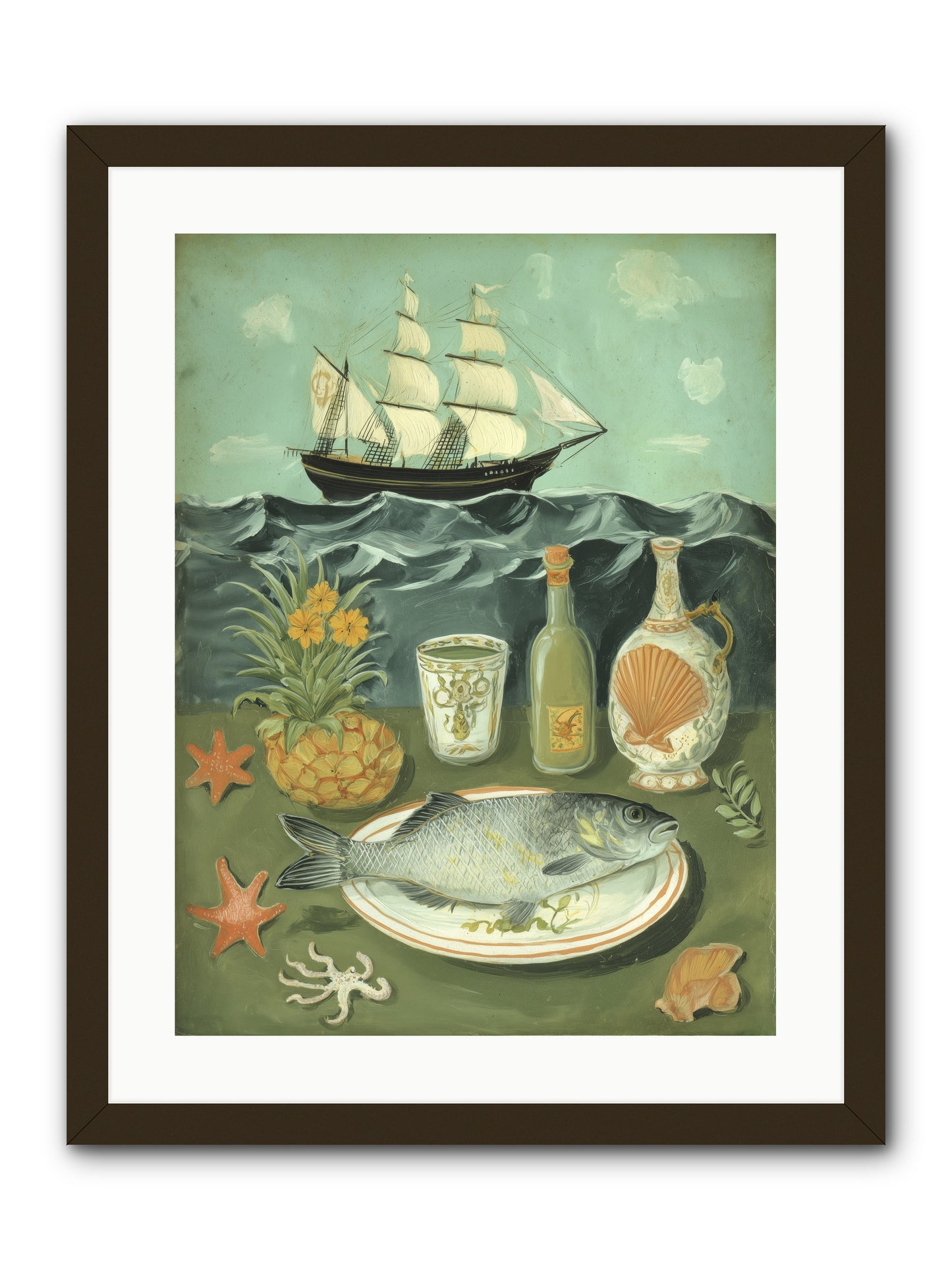 Sea Captain's Log -- Framed Print - Black 18x24
