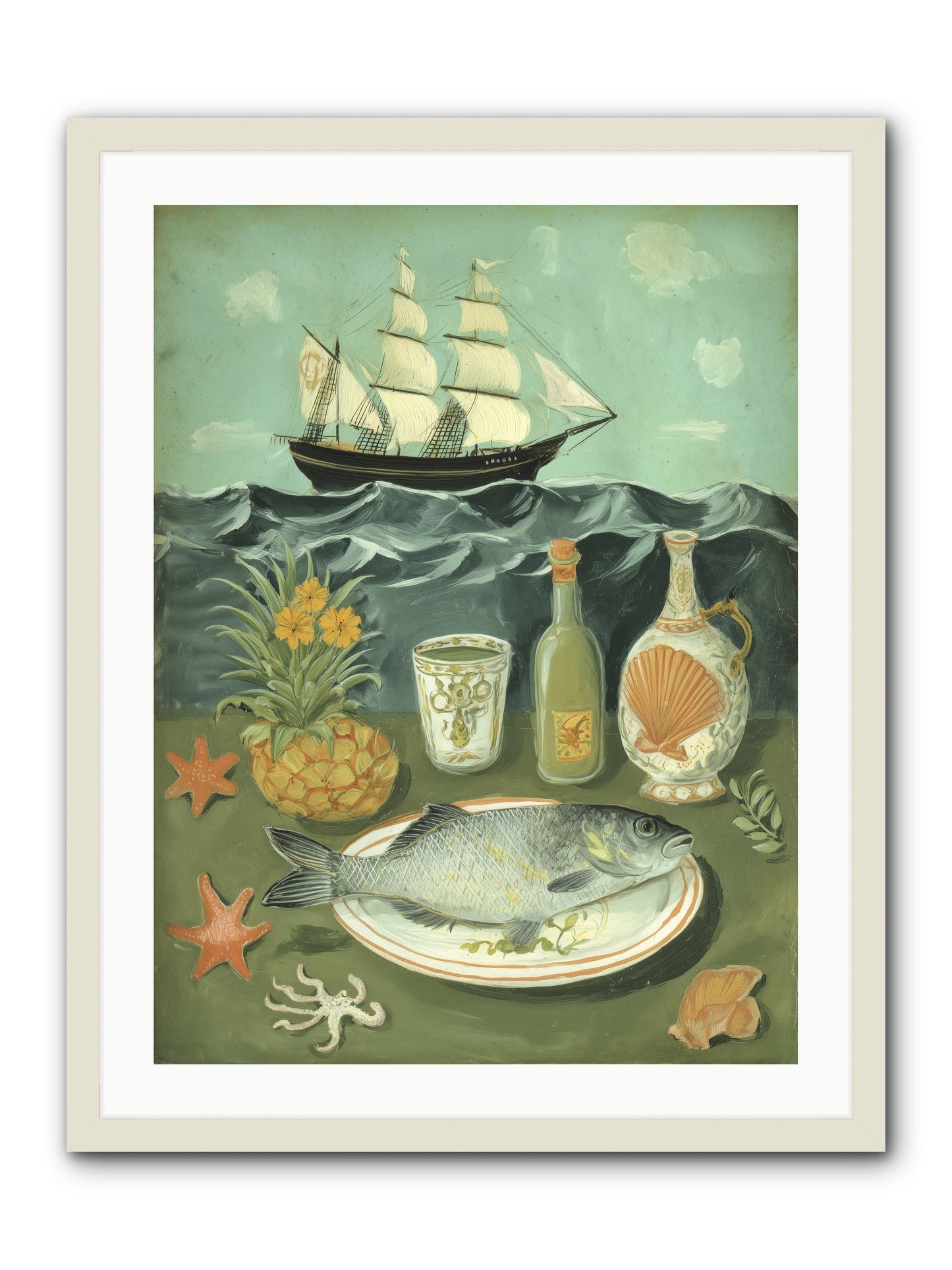 Sea Captain's Log -- Framed Print - White 24x32