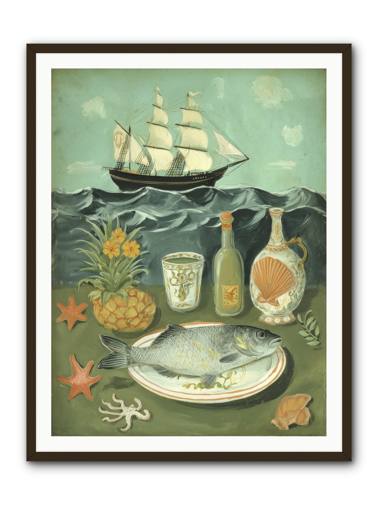 Sea Captain's Log -- Framed Print - Black 36x48