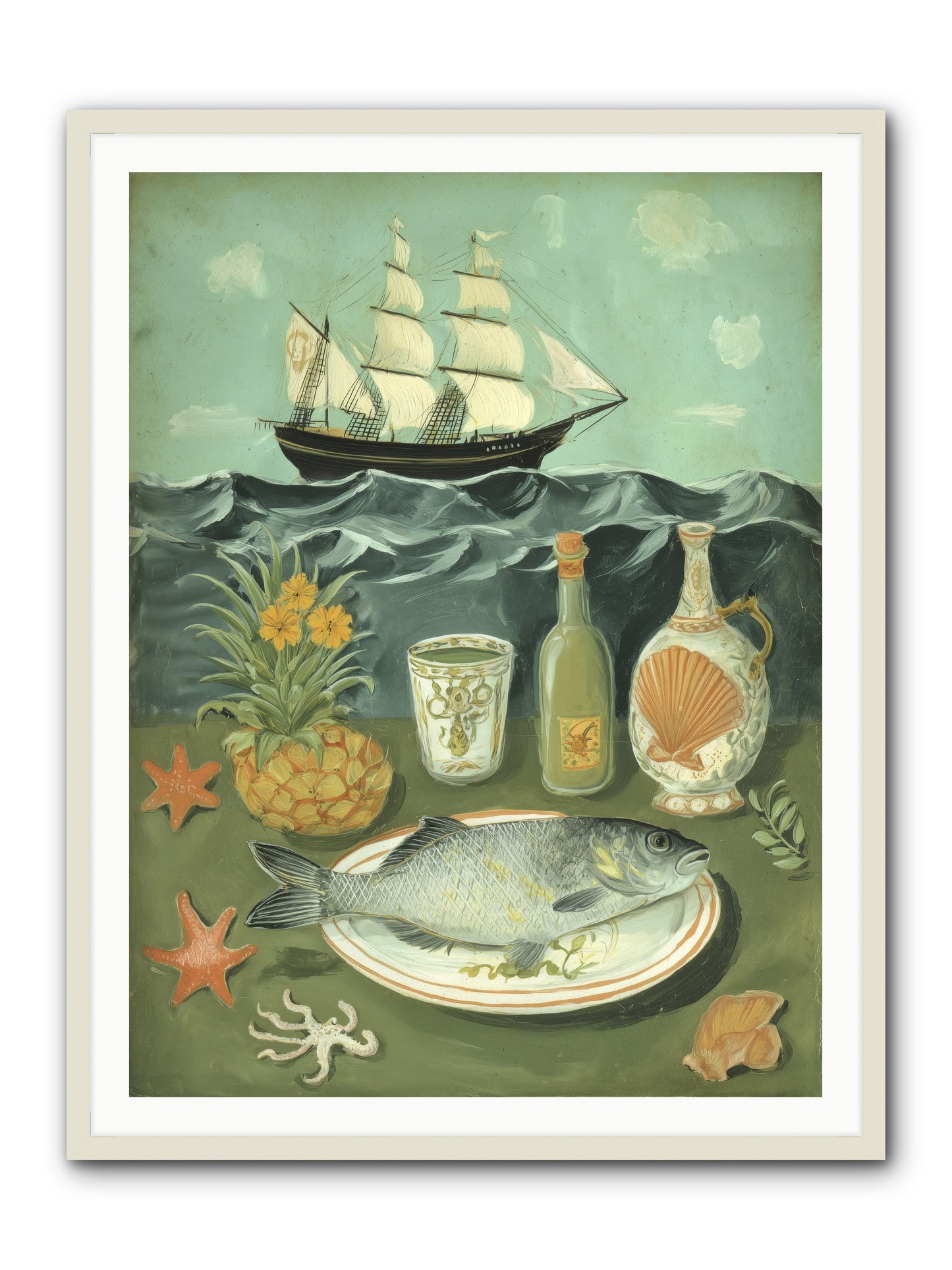 Sea Captain's Log -- Framed Print - White 36x48