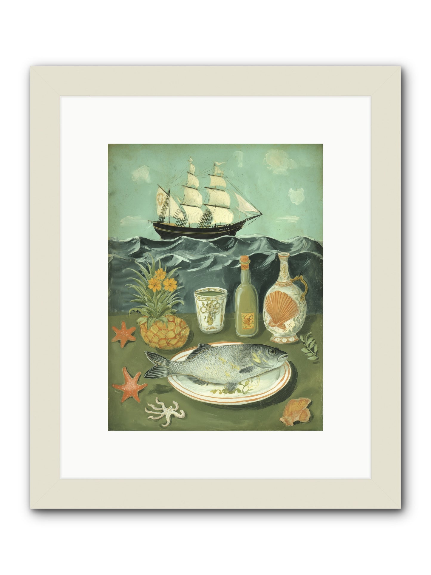 Sea Captain's Log -- Framed Print - White 9x12