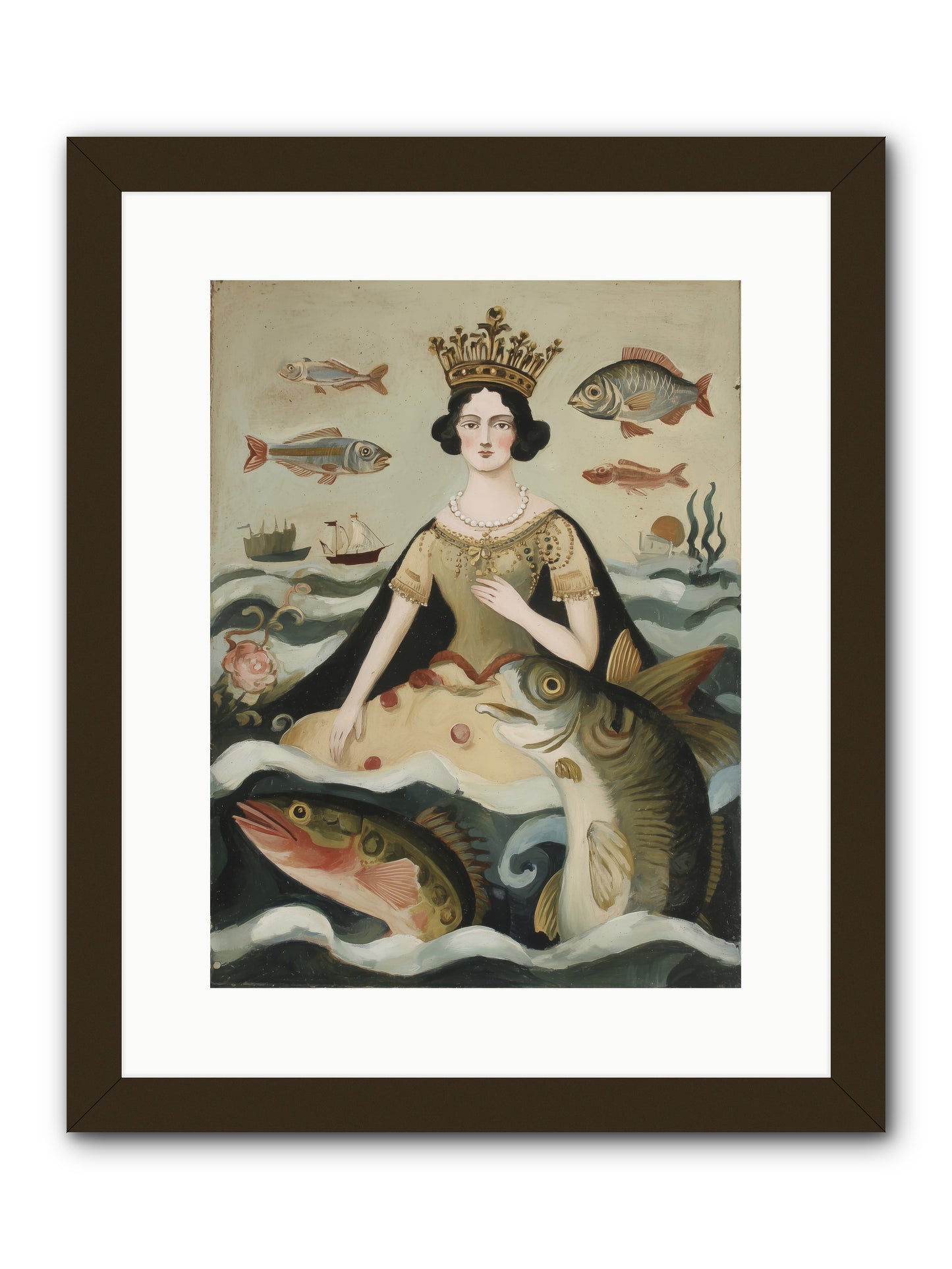 Sea Goddess Rising -- Framed Print - Black 12x16