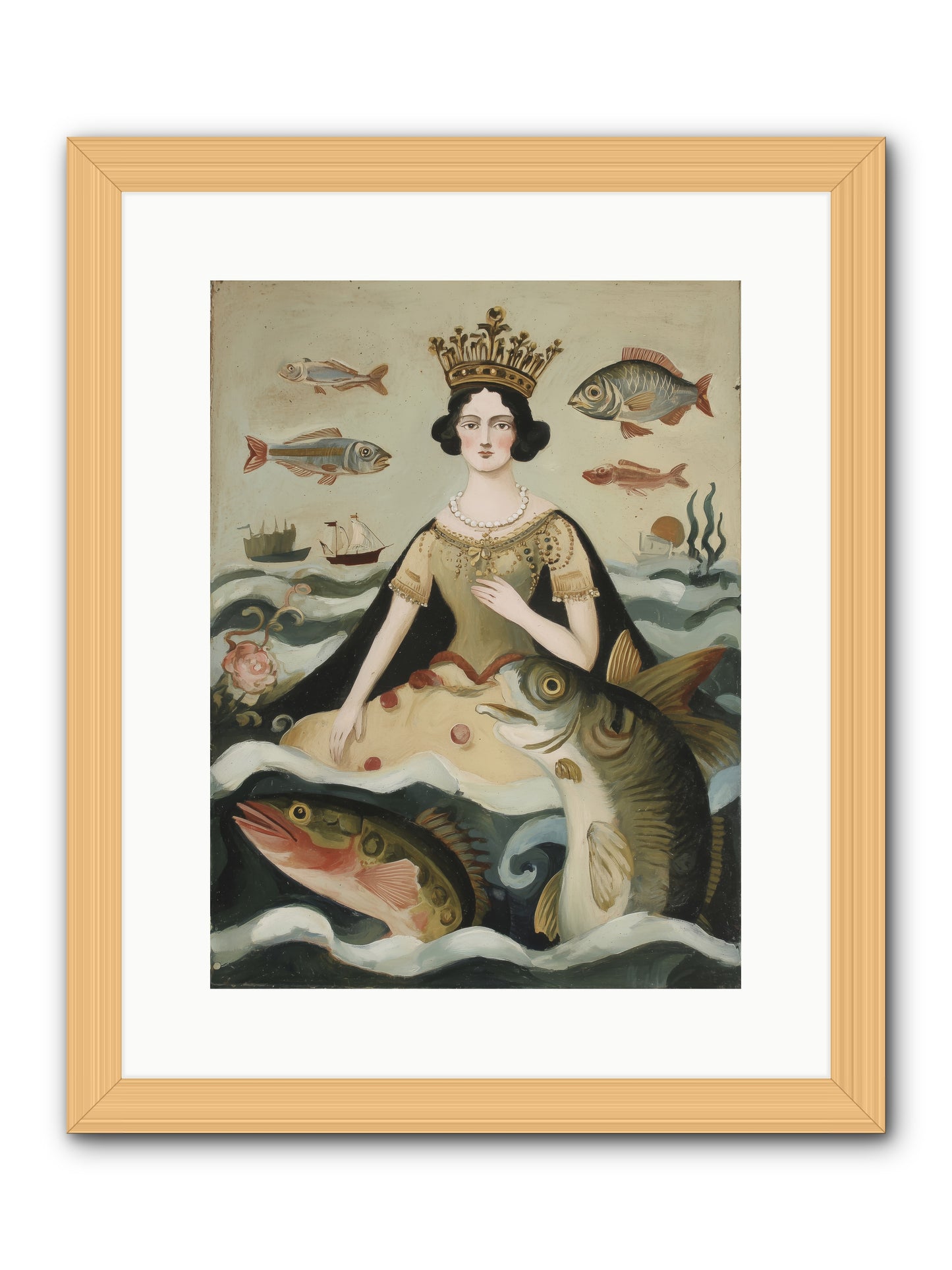 Sea Goddess Rising -- Framed Print - Natural 12x16