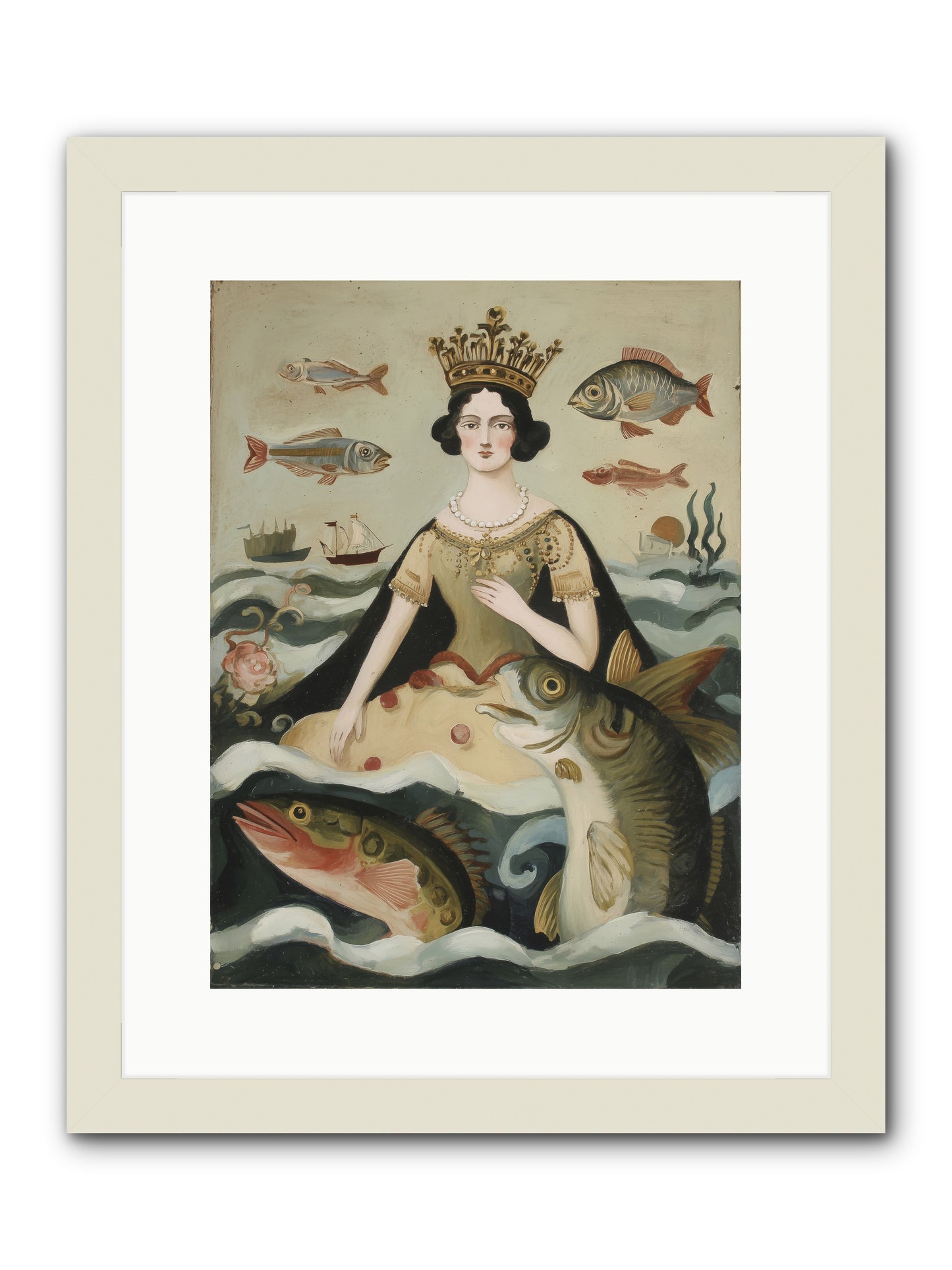 Sea Goddess Rising -- Framed Print - White 12x16