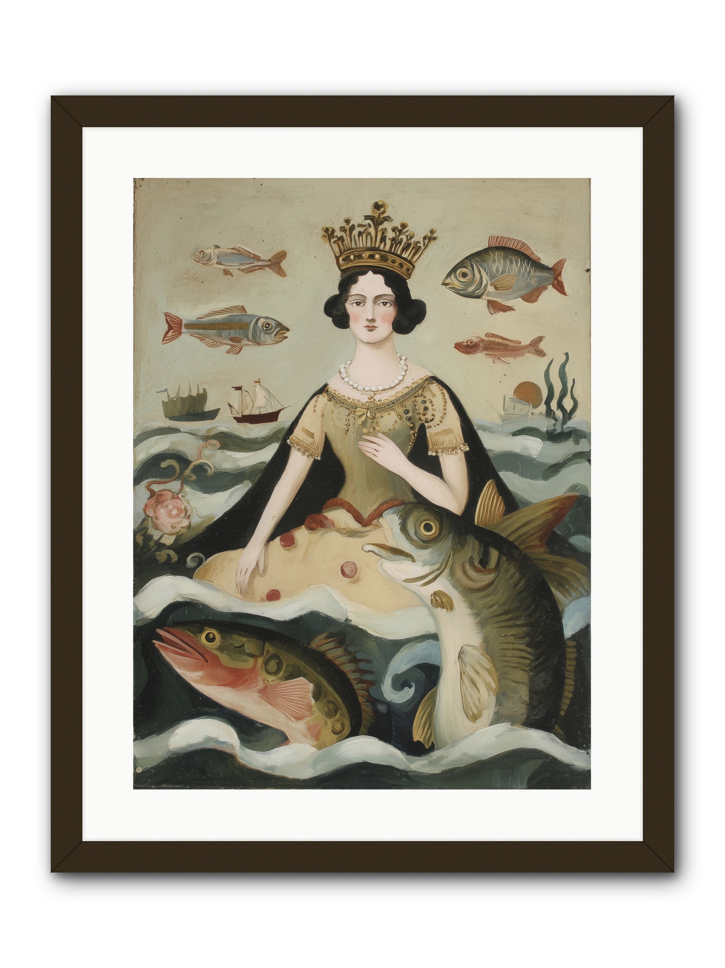 Sea Goddess Rising -- Framed Print - Black 18x24