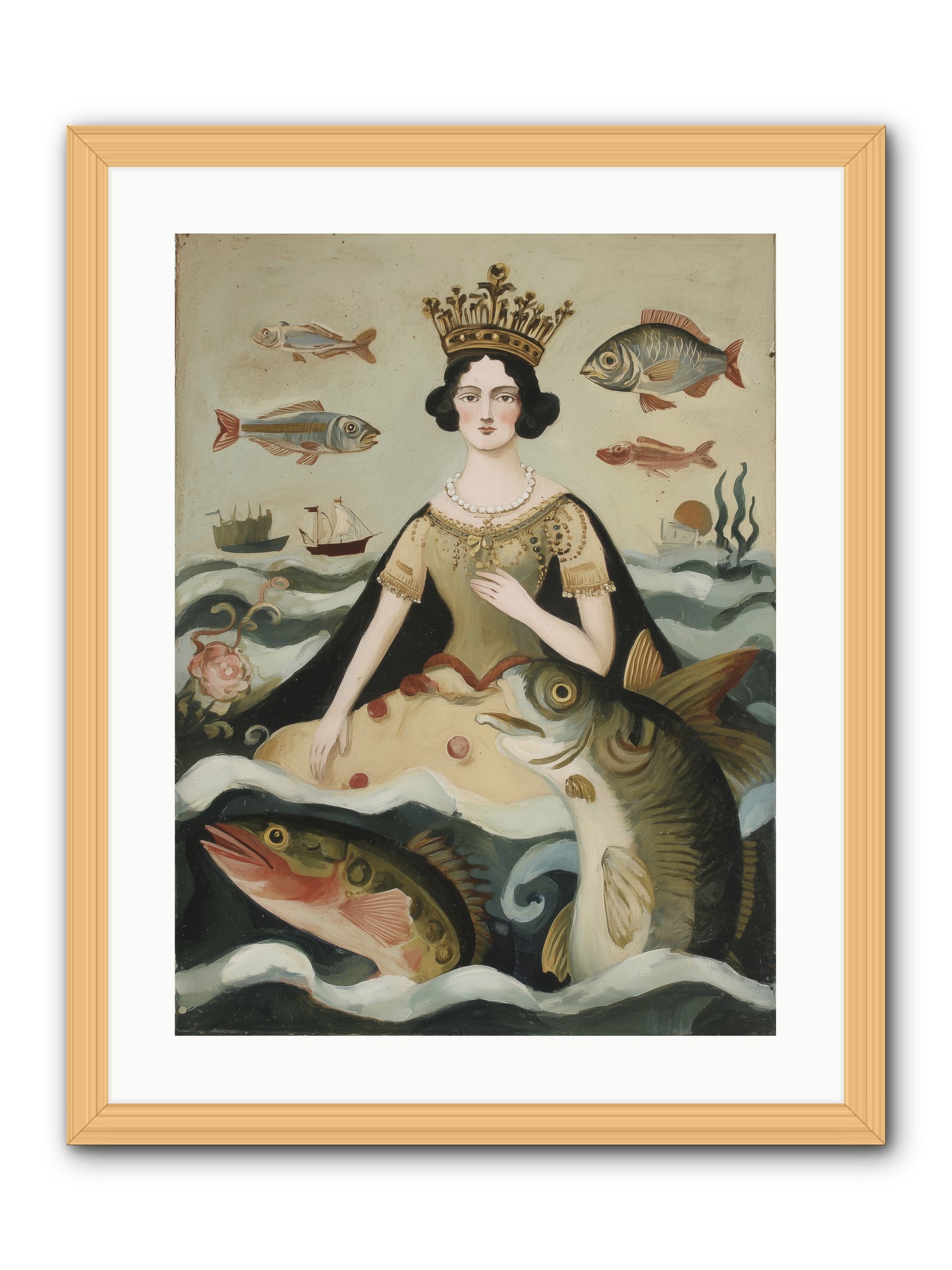 Sea Goddess Rising -- Framed Print - Natural 18x24