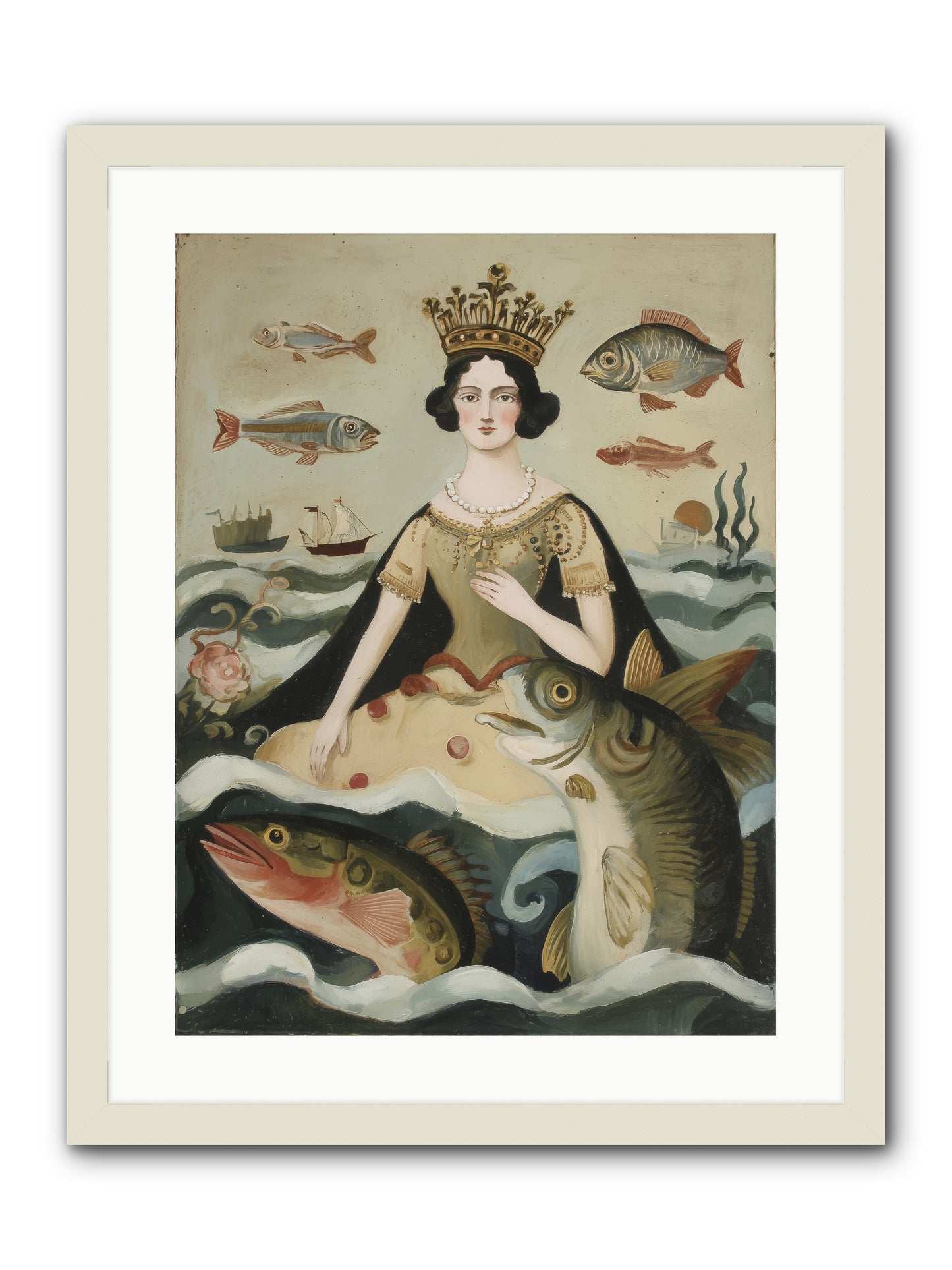Sea Goddess Rising -- Framed Print - White 18x24