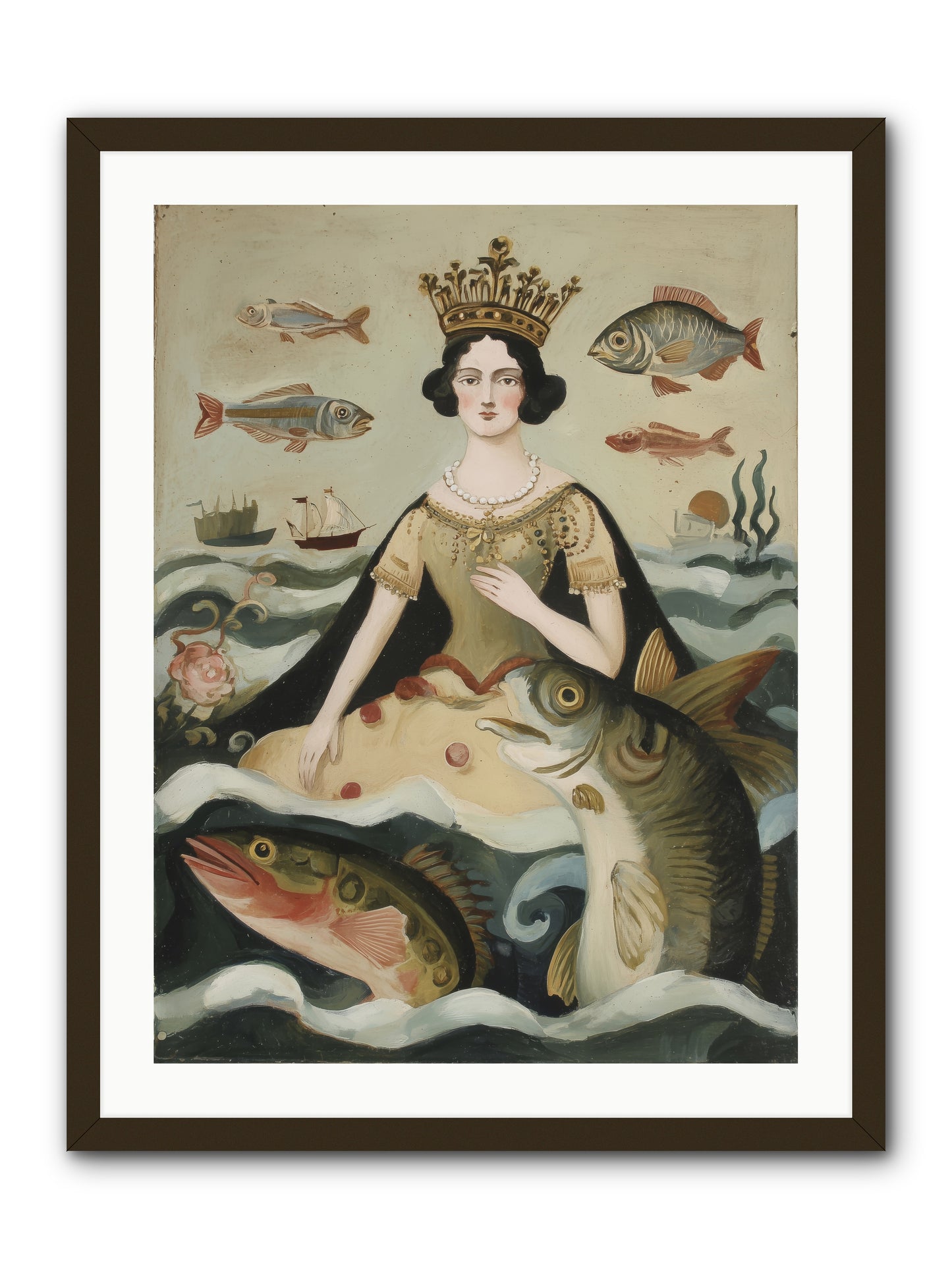 Sea Goddess Rising -- Framed Print - Black 24x32