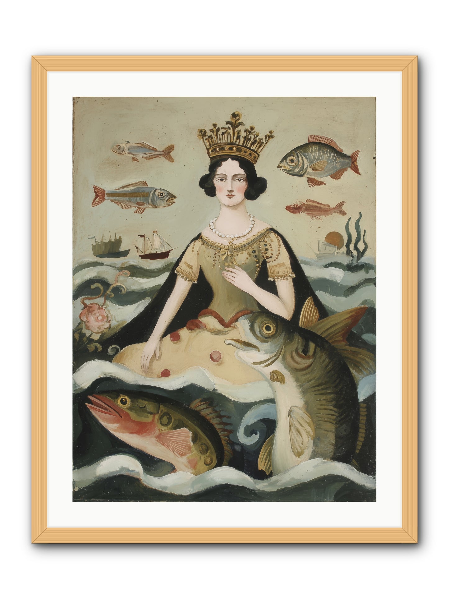 Sea Goddess Rising -- Framed Print - Natural 24x32