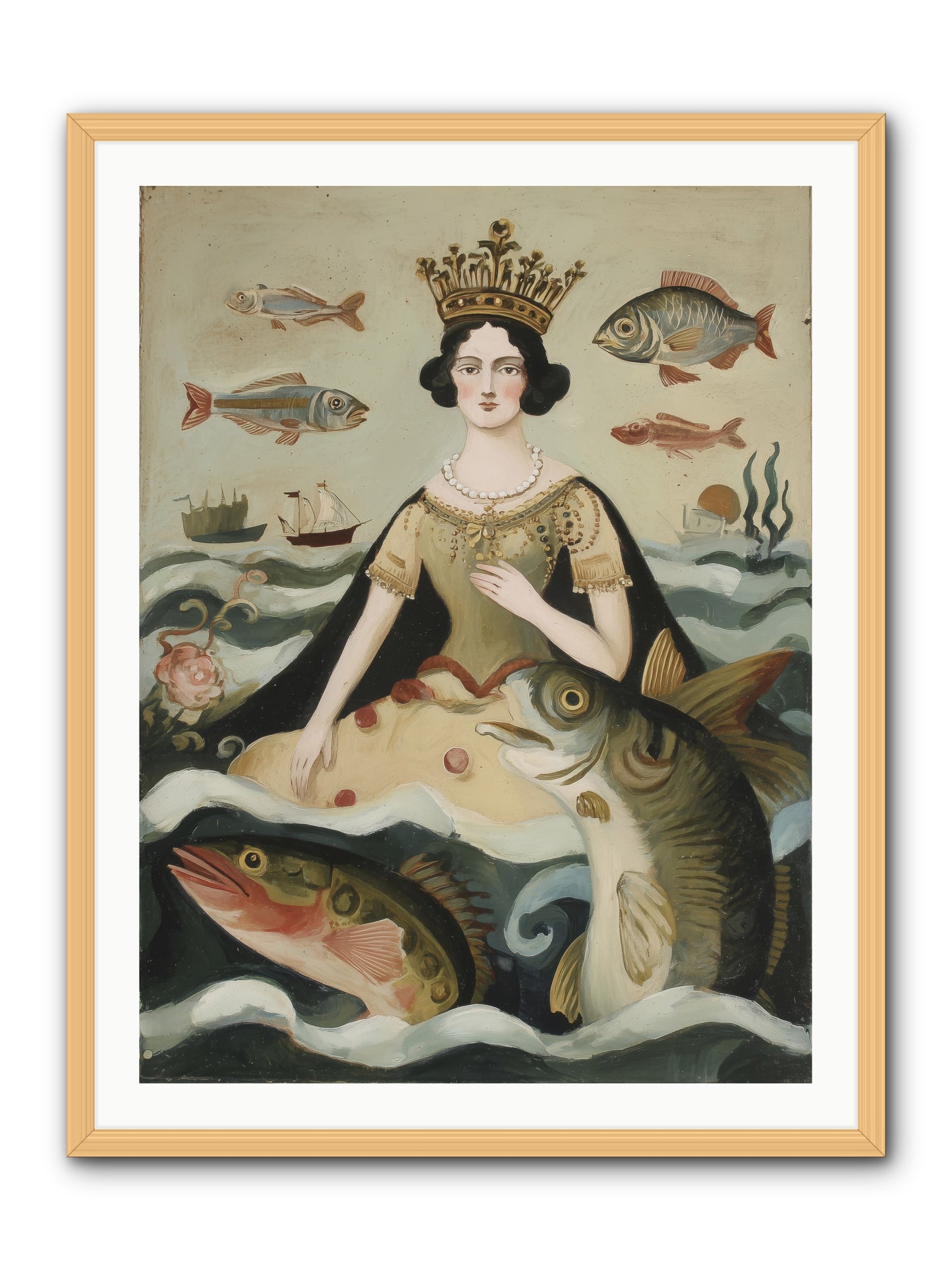 Sea Goddess Rising -- Framed Print - Natural 30x40