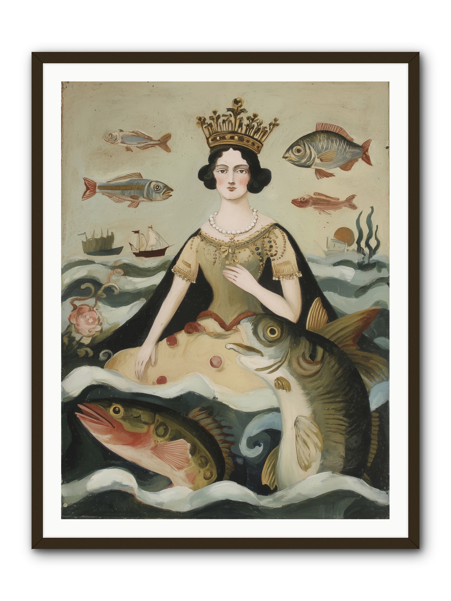 Sea Goddess Rising -- Framed Print - Black 36x48