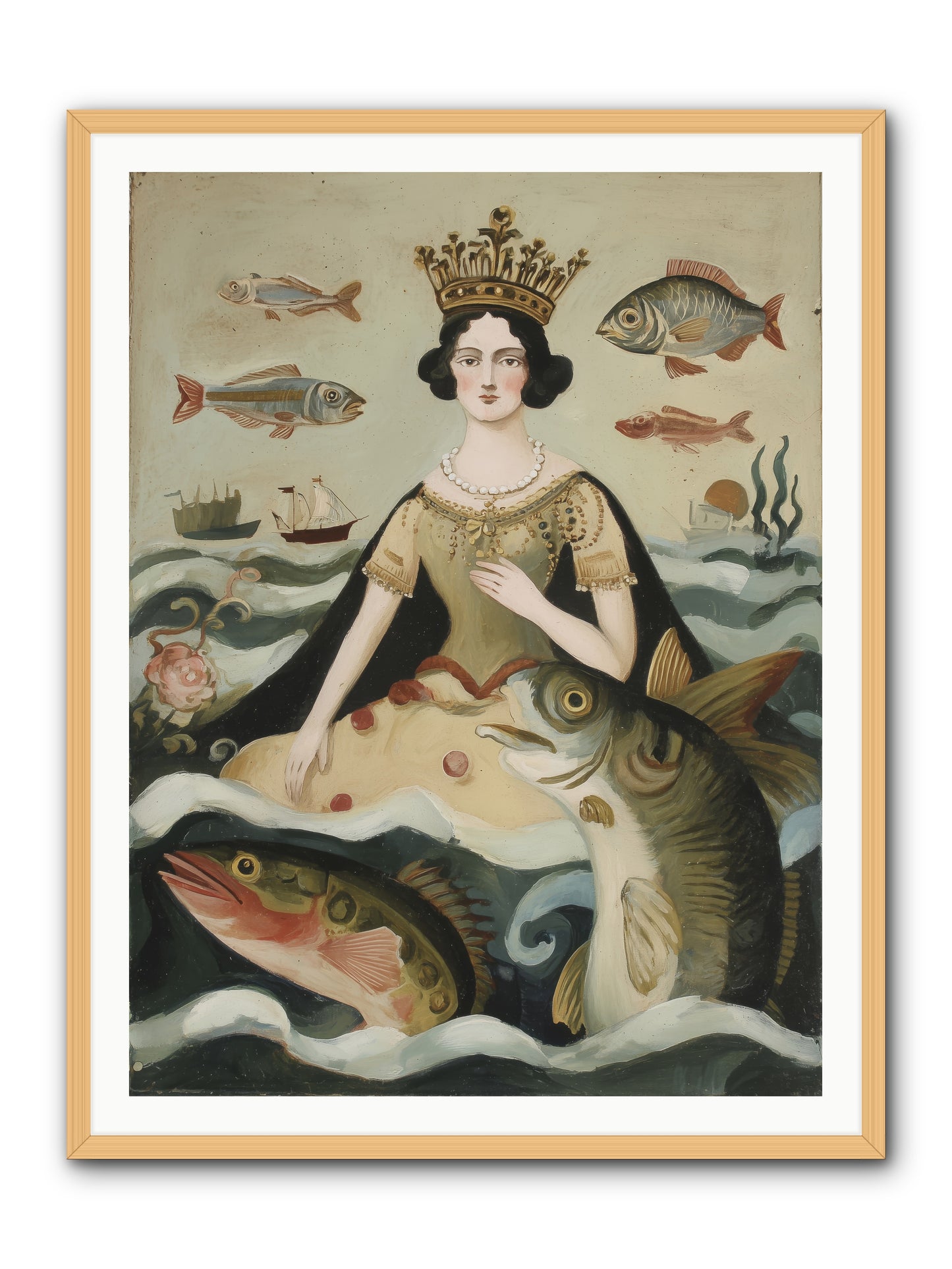 Sea Goddess Rising -- Framed Print - Natural 36x48