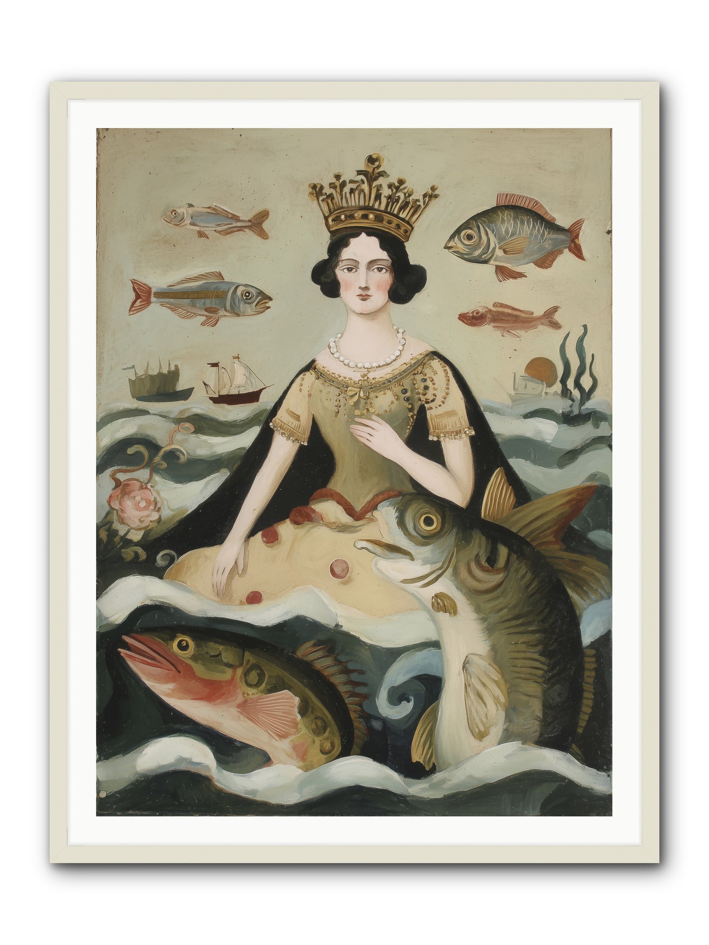 Sea Goddess Rising -- Framed Print - White 36x48