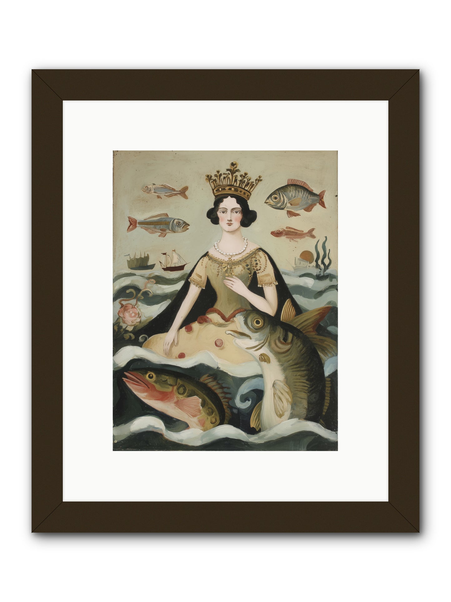Sea Goddess Rising -- Framed Print - Black 9x12