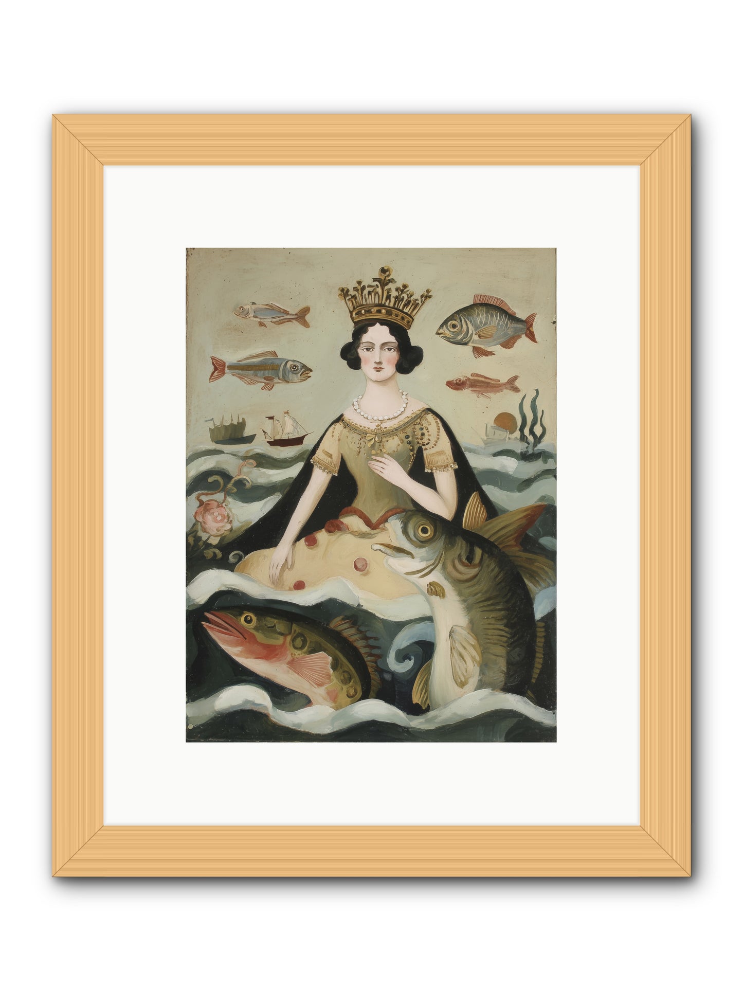 Sea Goddess Rising -- Framed Print - Natural 9x12
