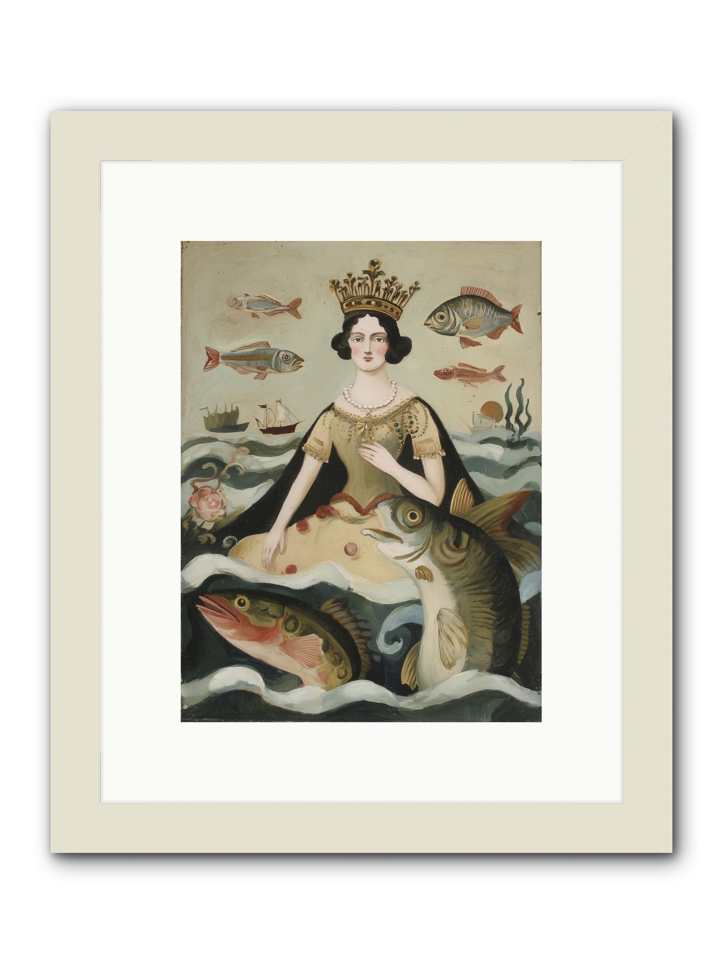 Sea Goddess Rising -- Framed Print - White 9x12