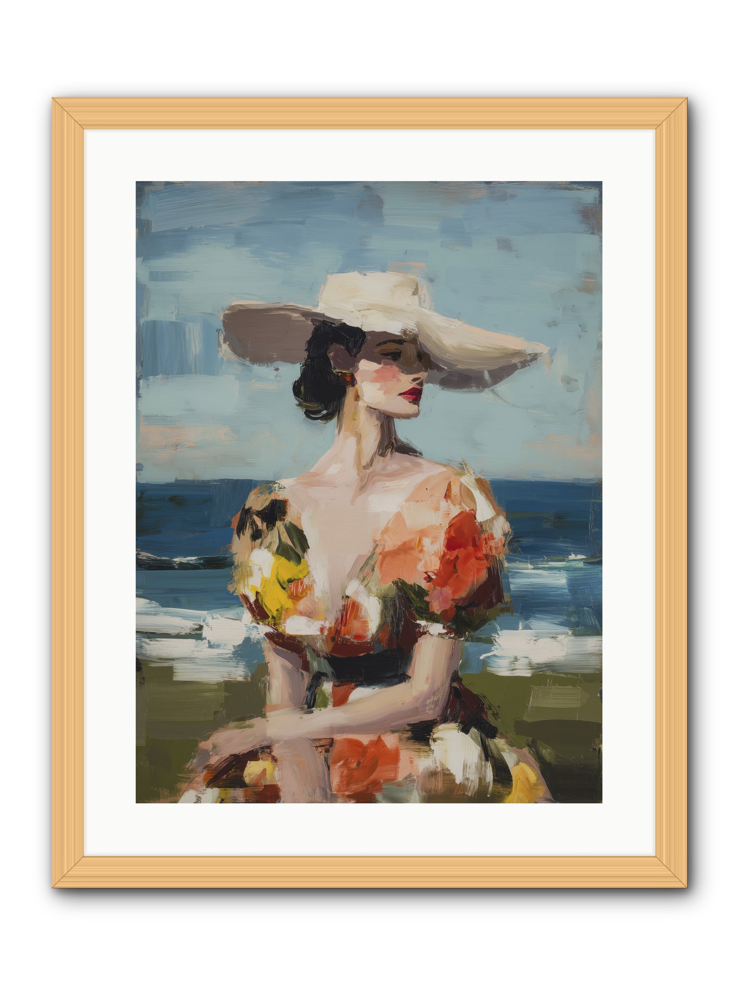 Sea Wind Portrait -- Framed Print - Natural 18x24