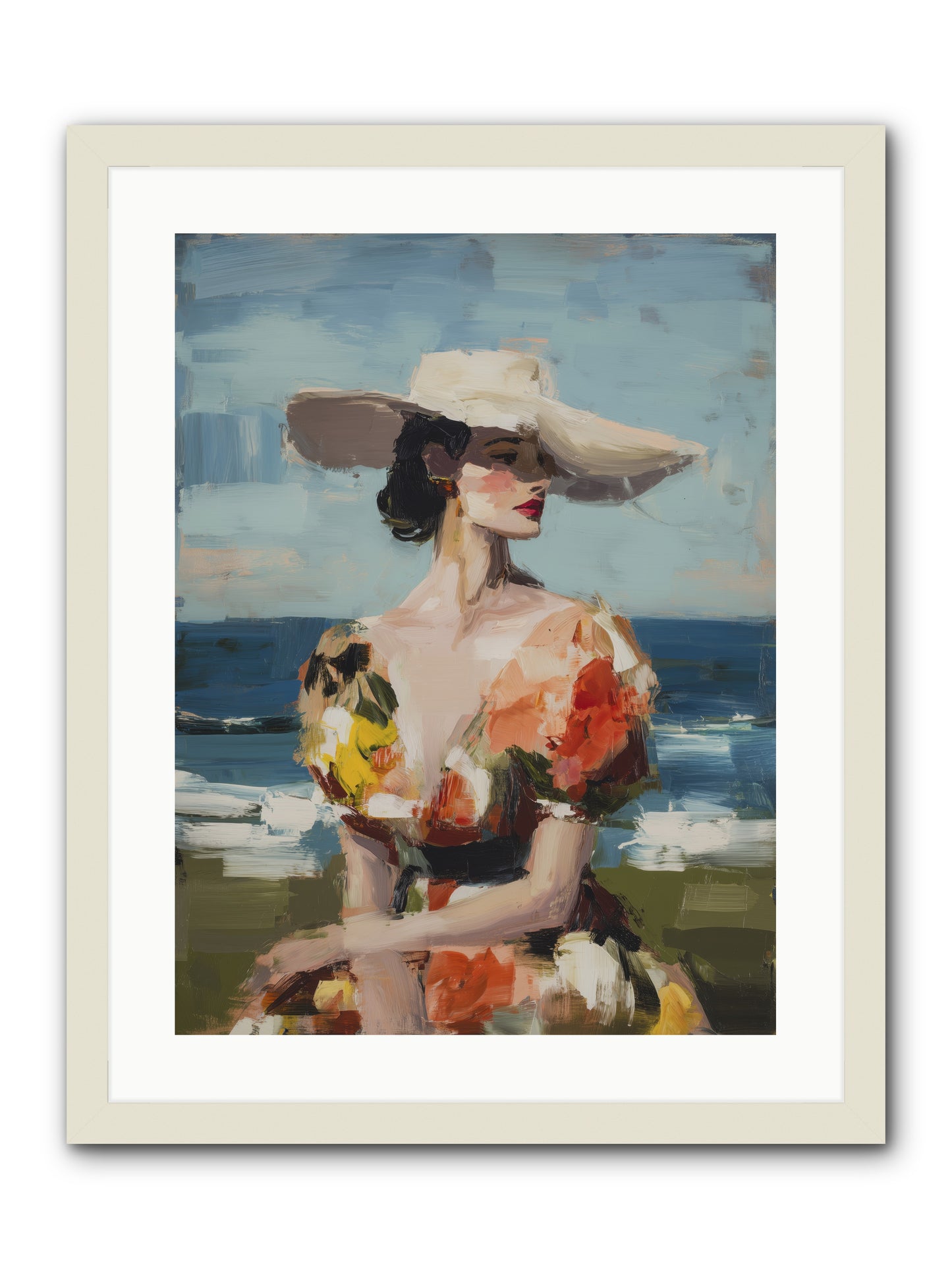 Sea Wind Portrait -- Framed Print - White 18x24