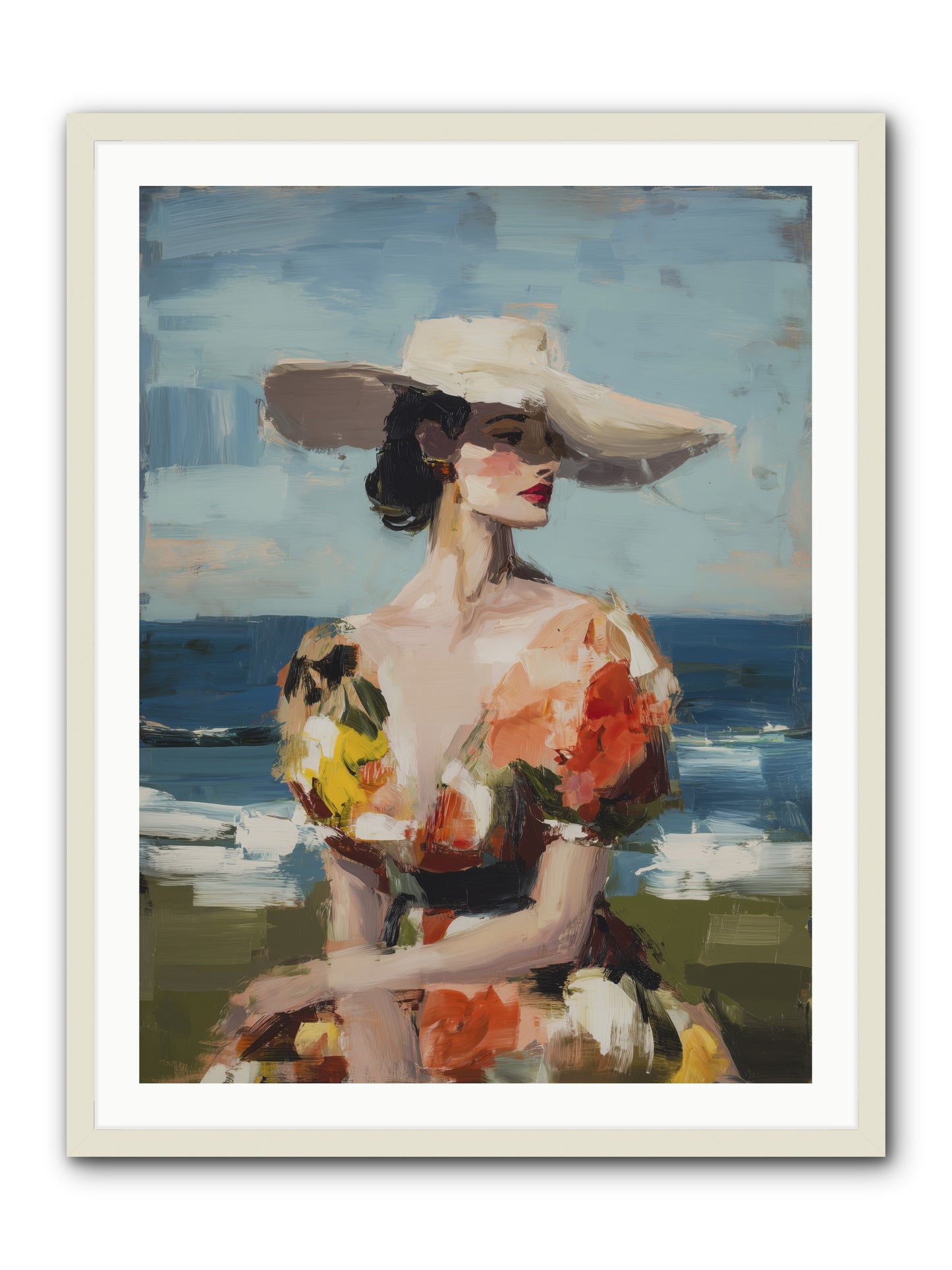 Sea Wind Portrait -- Framed Print - White 30x40