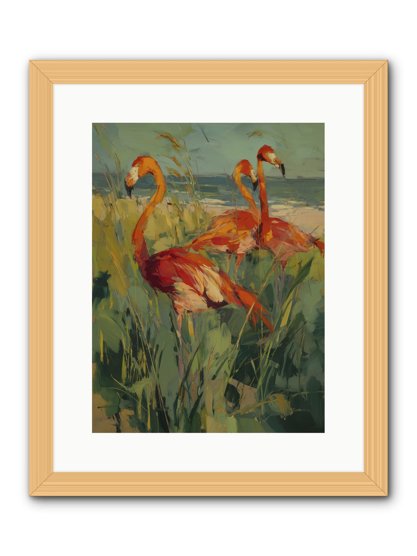 Seaside Meadow -- Framed Print - Natural 12x16