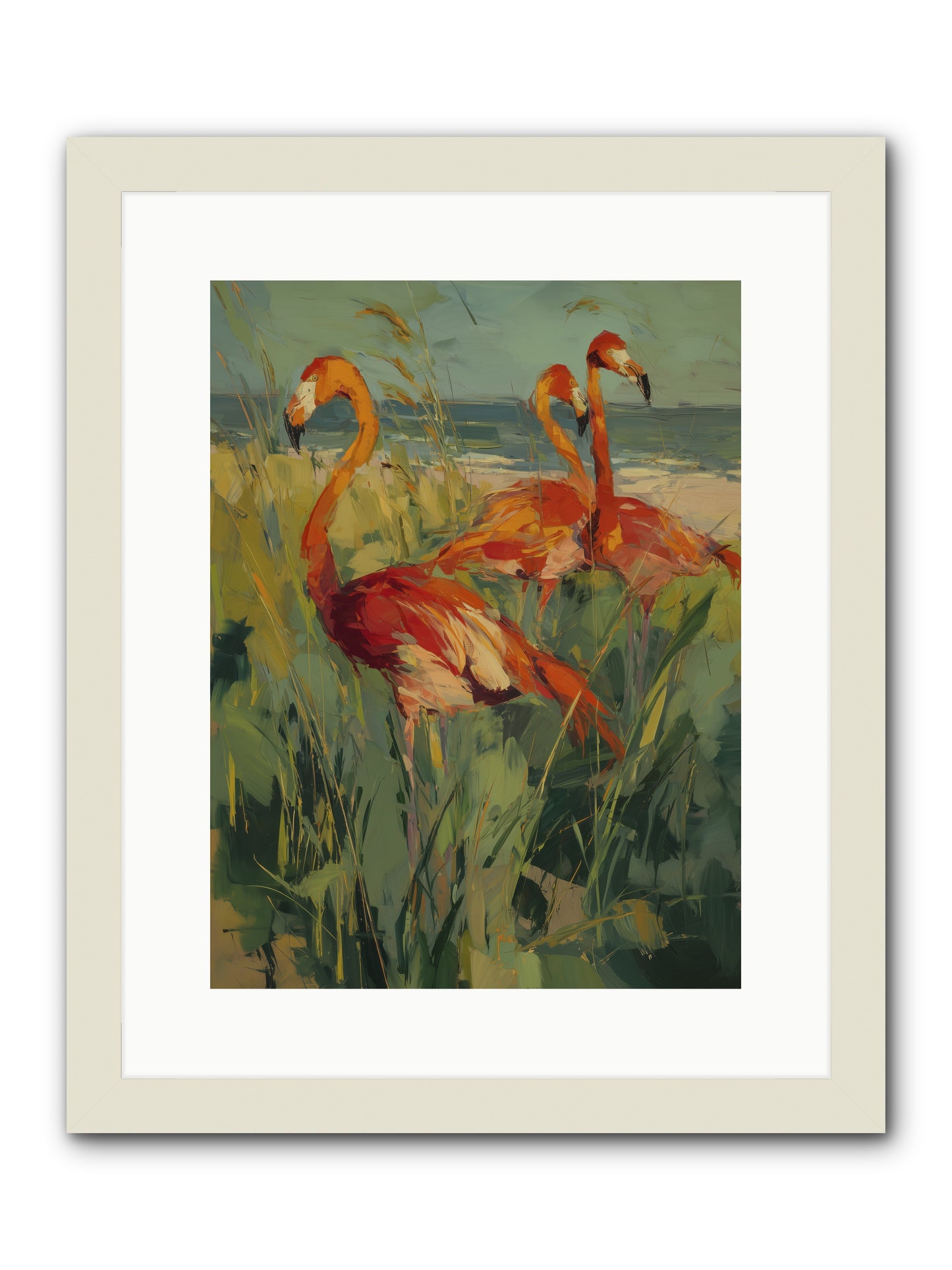 Seaside Meadow -- Framed Print - White 12x16