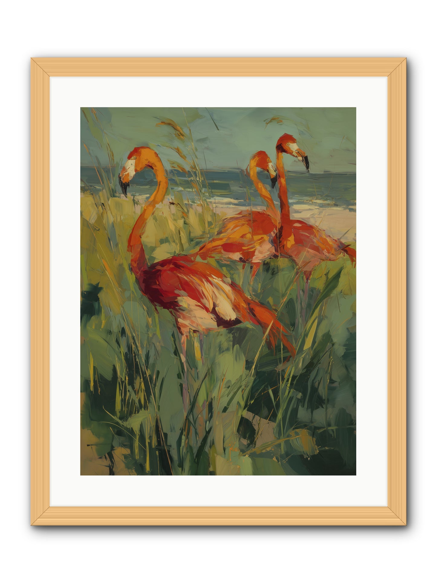 Seaside Meadow -- Framed Print - Natural 18x24