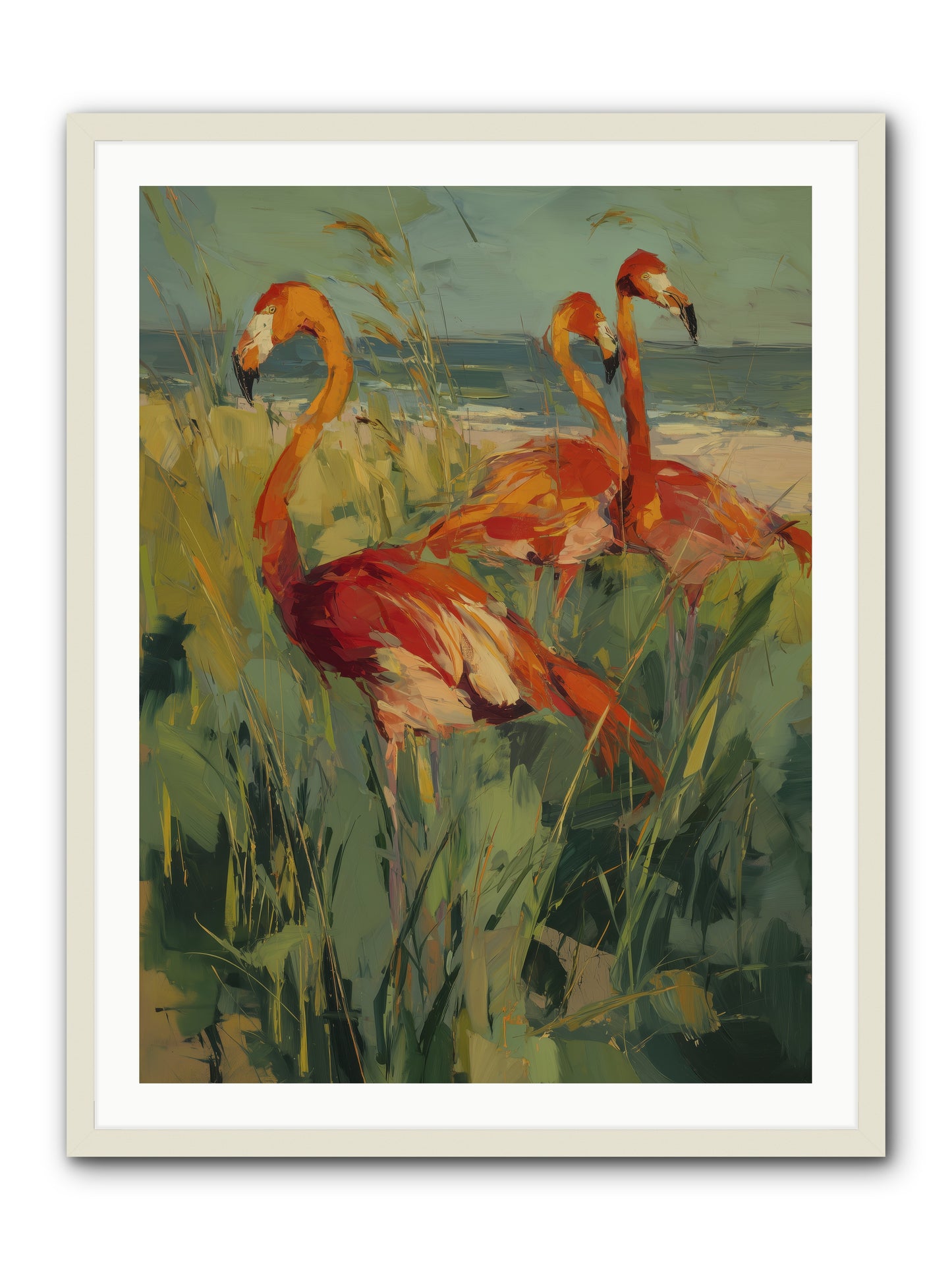 Seaside Meadow -- Framed Print - White 30x40
