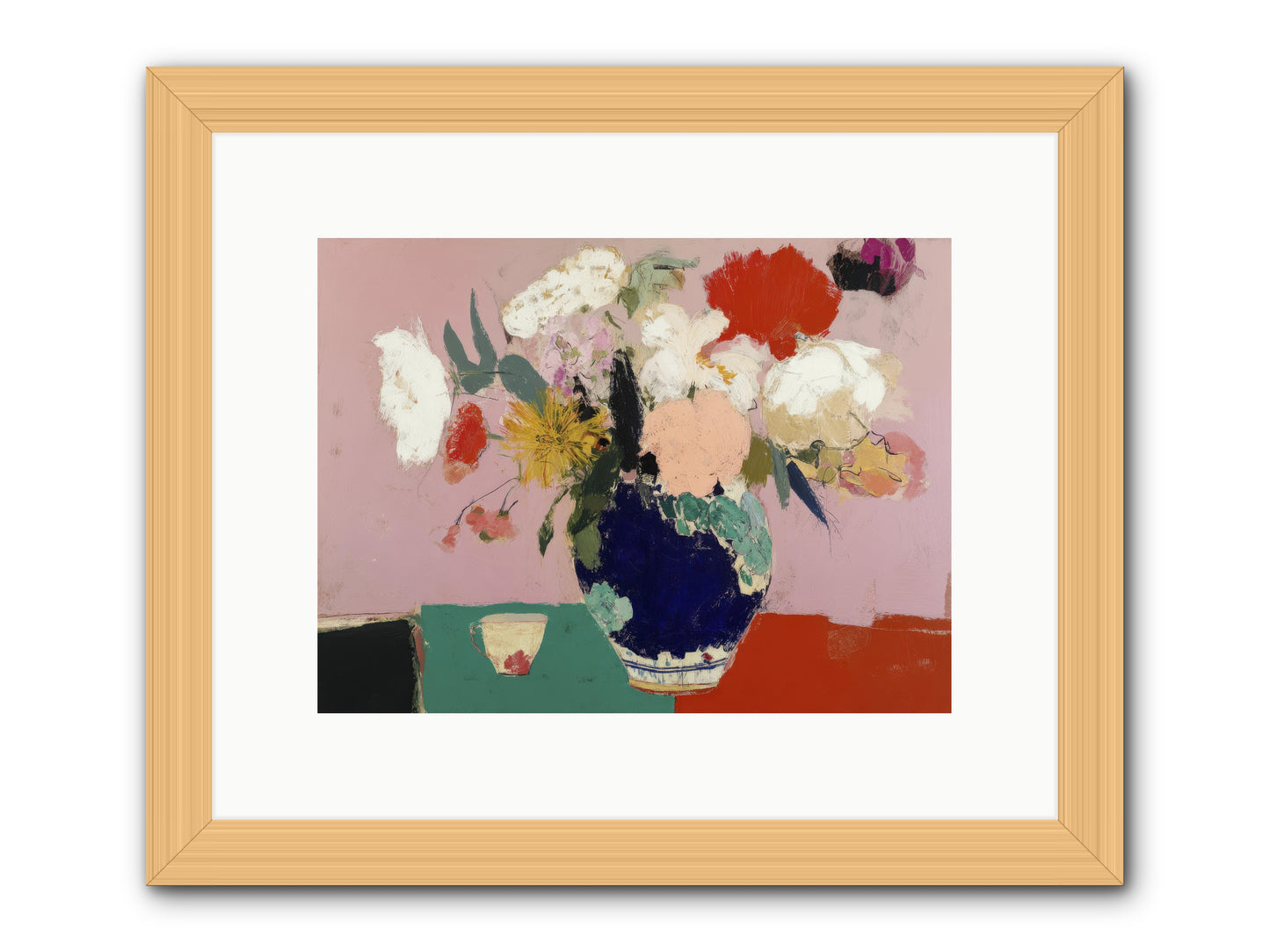 She Brought the Garden Inside -- Framed Print - Natural 12x9