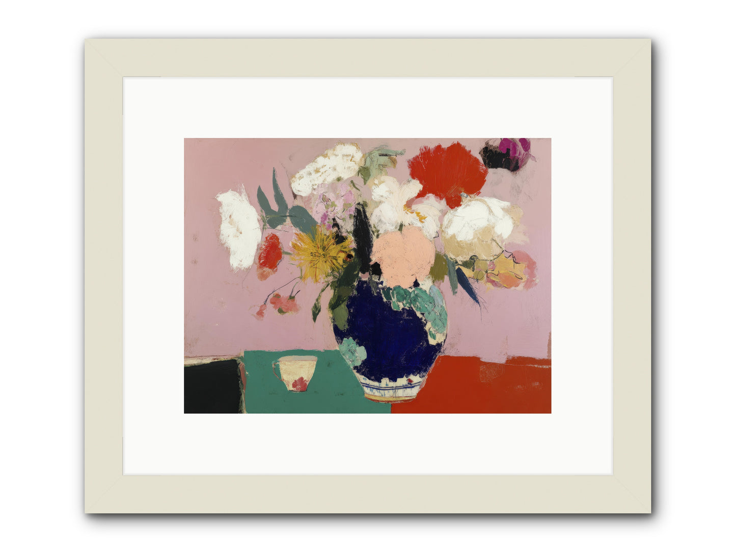 She Brought the Garden Inside -- Framed Print - White 12x9