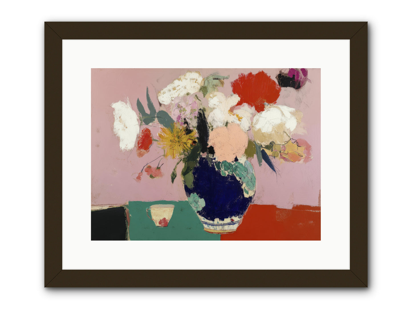 She Brought the Garden Inside -- Framed Print - Black 16x12