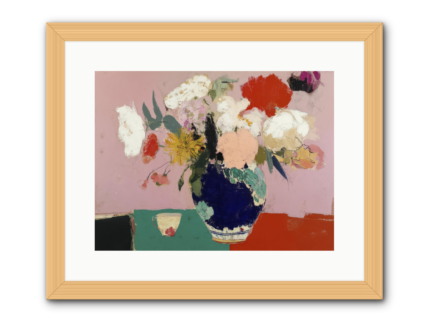 She Brought the Garden Inside -- Framed Print - Natural 16x12