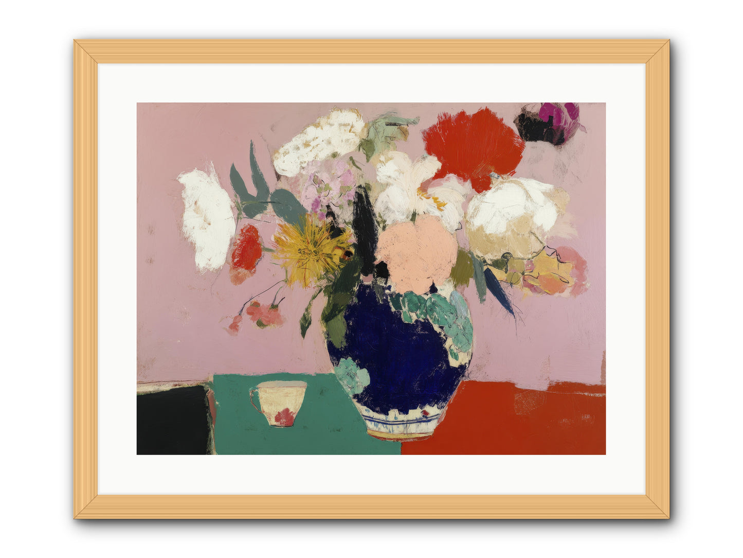 She Brought the Garden Inside -- Framed Print - Natural 24x18