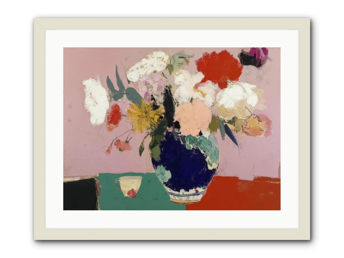 She Brought the Garden Inside -- Framed Print - White 24x18