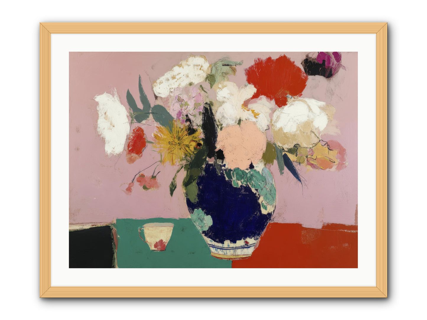She Brought the Garden Inside -- Framed Print - Natural 32x24