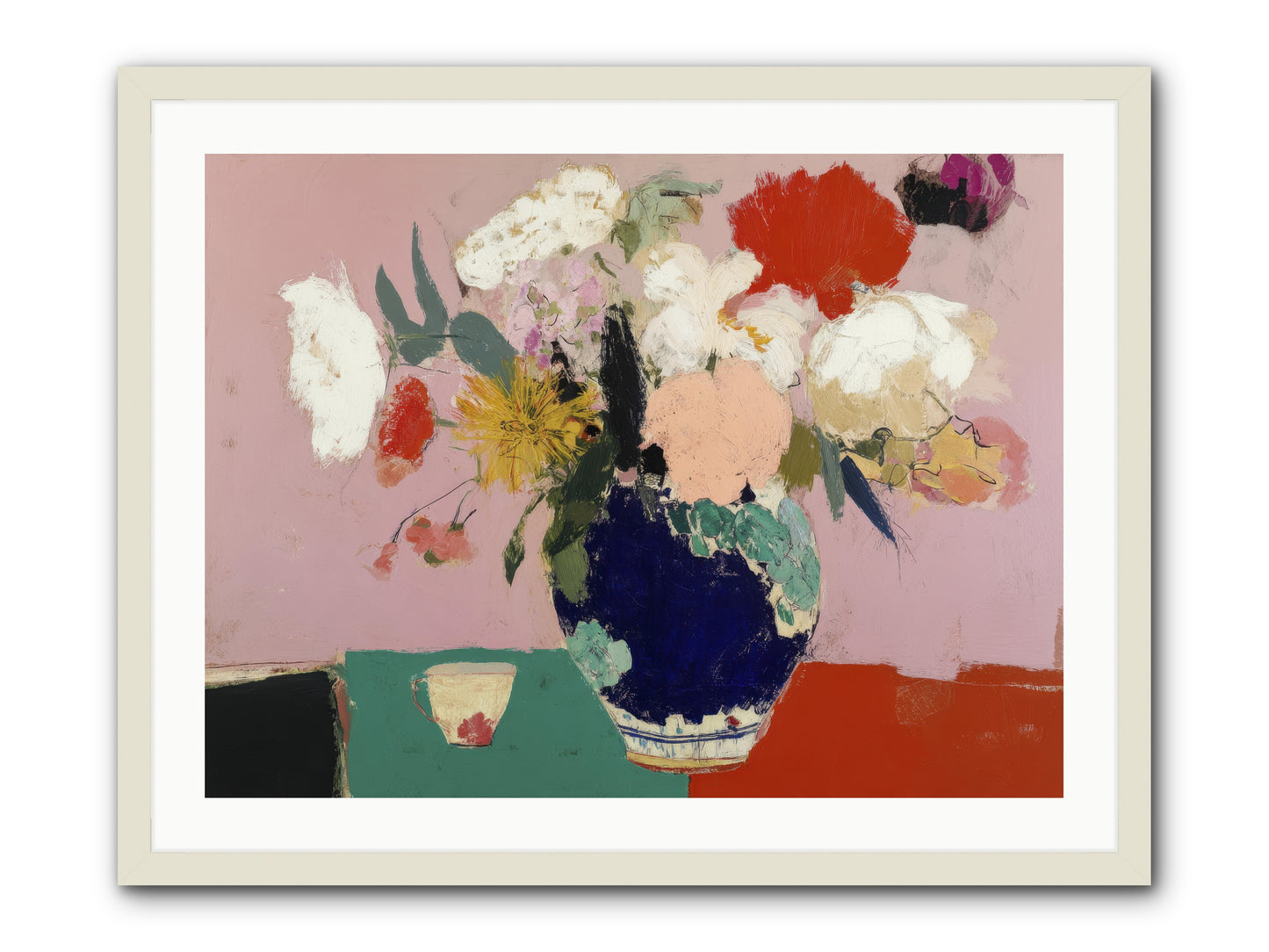 She Brought the Garden Inside -- Framed Print - White 32x24