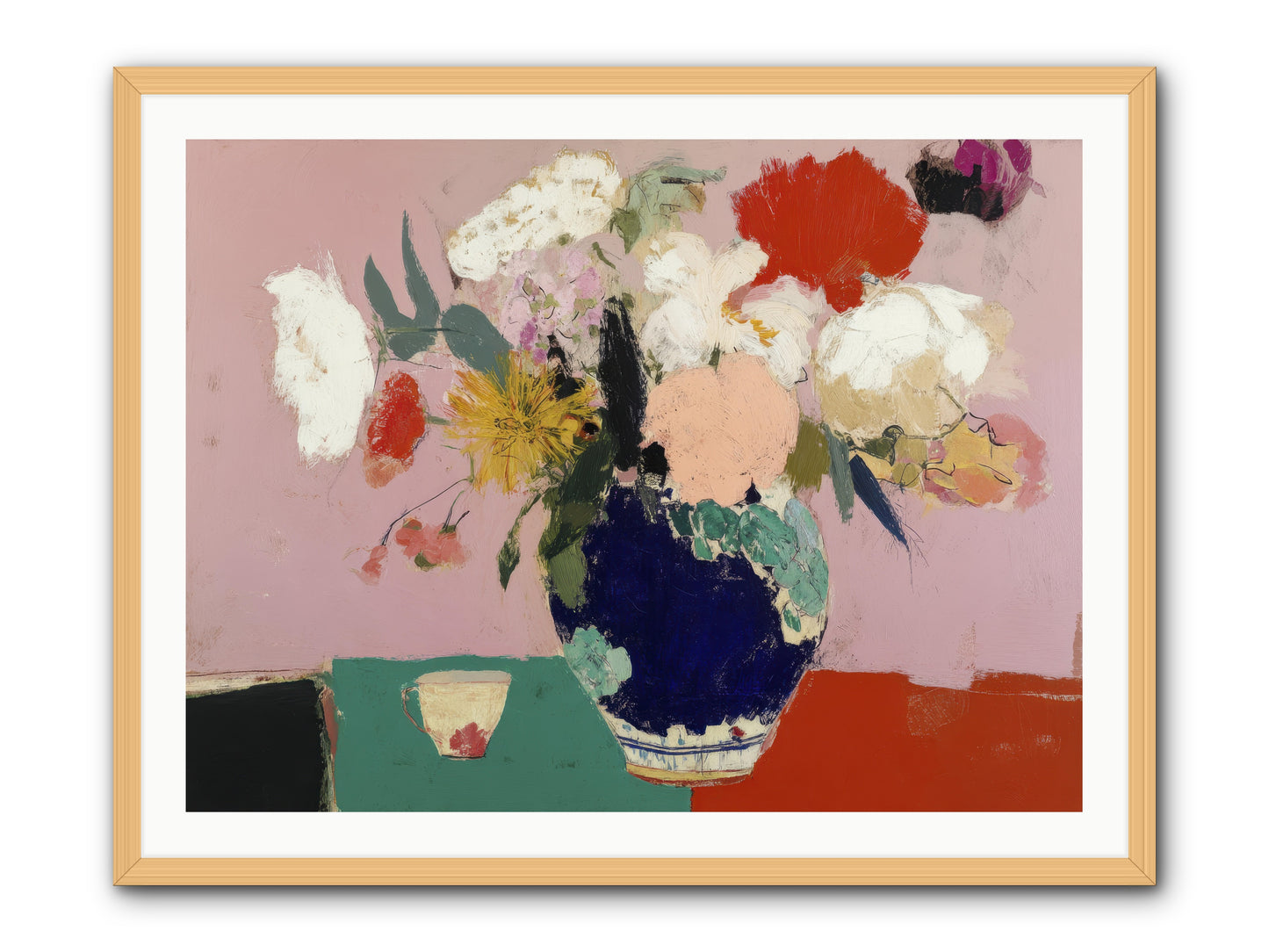 She Brought the Garden Inside -- Framed Print - Natural 40x30
