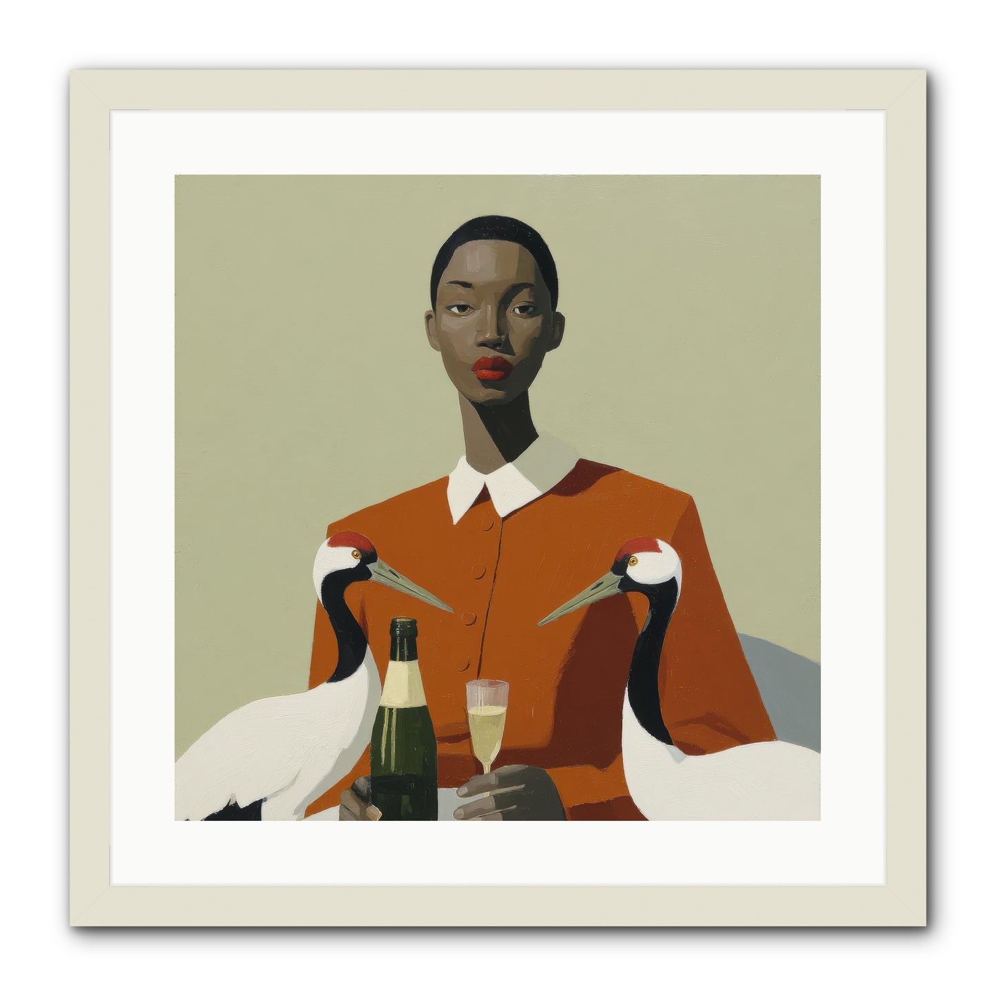 She Collected Feathers Daily -- Framed Print - White 20x20