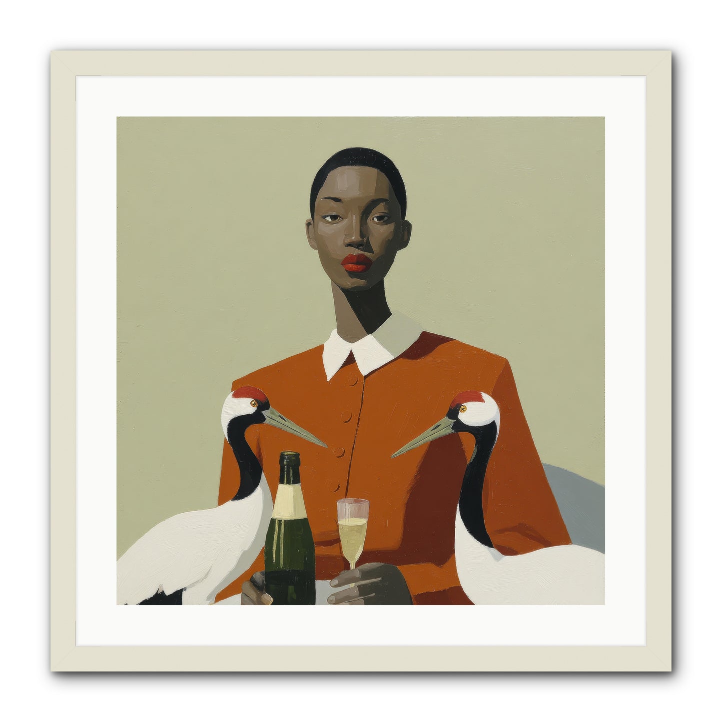 She Collected Feathers Daily -- Framed Print - White 24x24