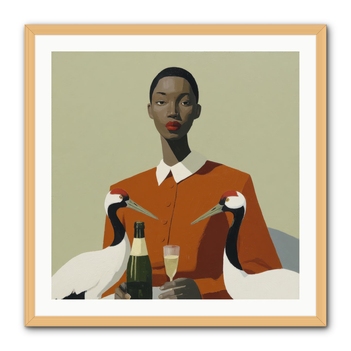 She Collected Feathers Daily -- Framed Print - Natural 30x30