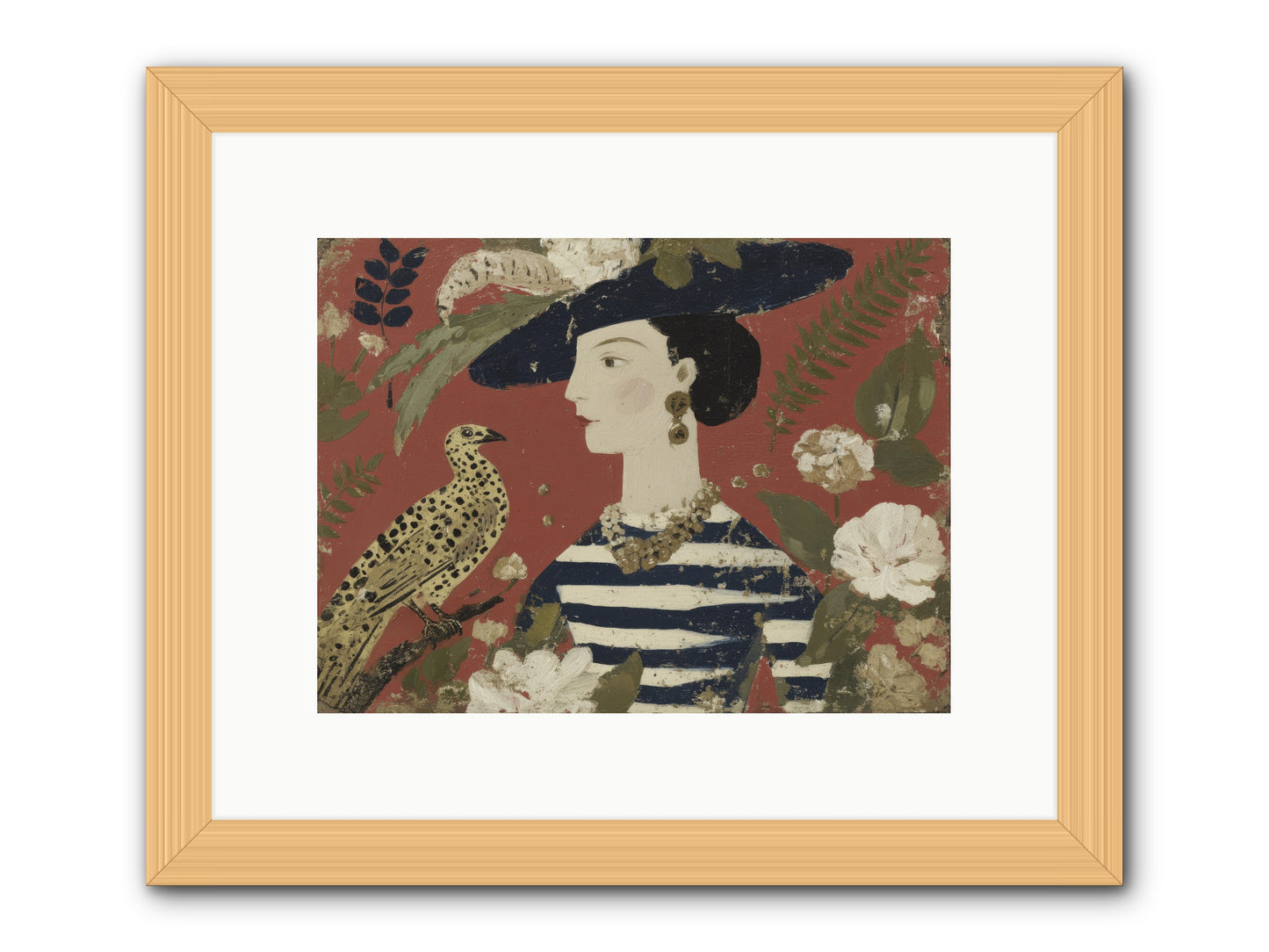 She Collected Feathers No.1 -- Framed Print - Natural 12x9