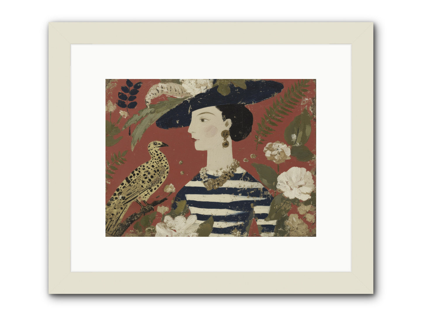 She Collected Feathers No.1 -- Framed Print - White 12x9
