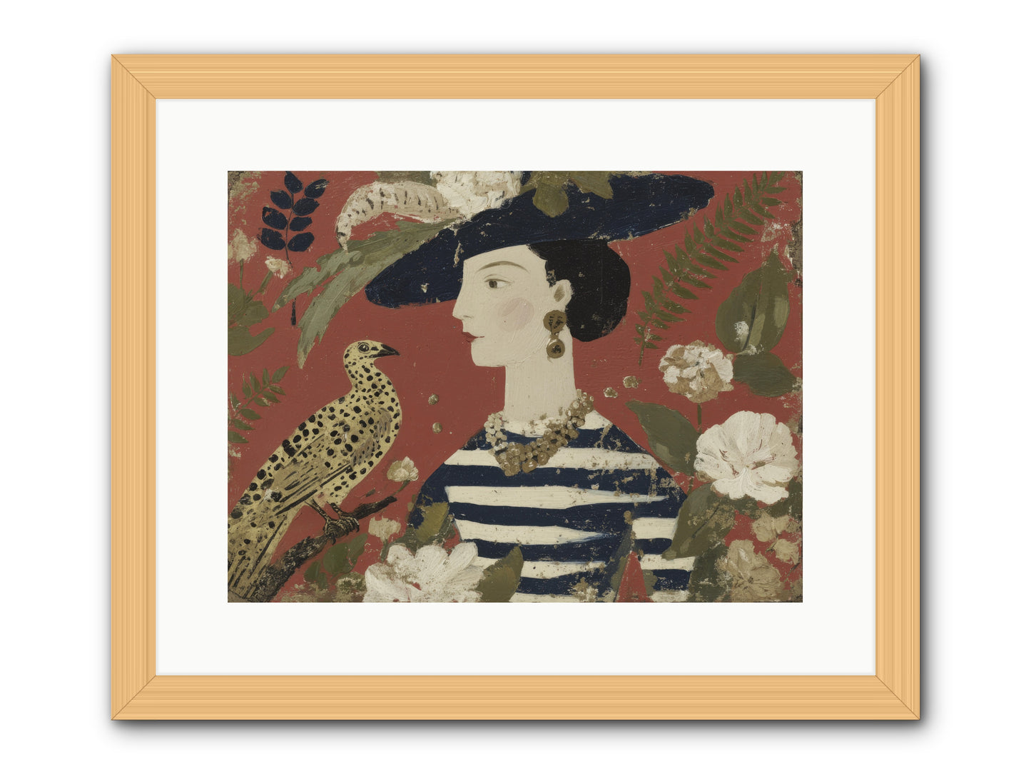 She Collected Feathers No.1 -- Framed Print - Natural 16x12