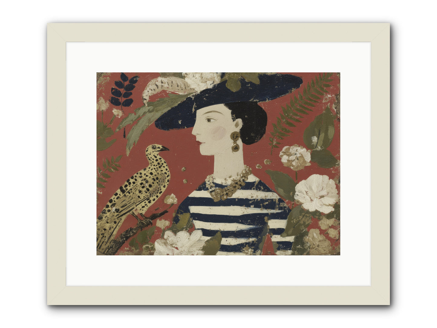 She Collected Feathers No.1 -- Framed Print - White 16x12