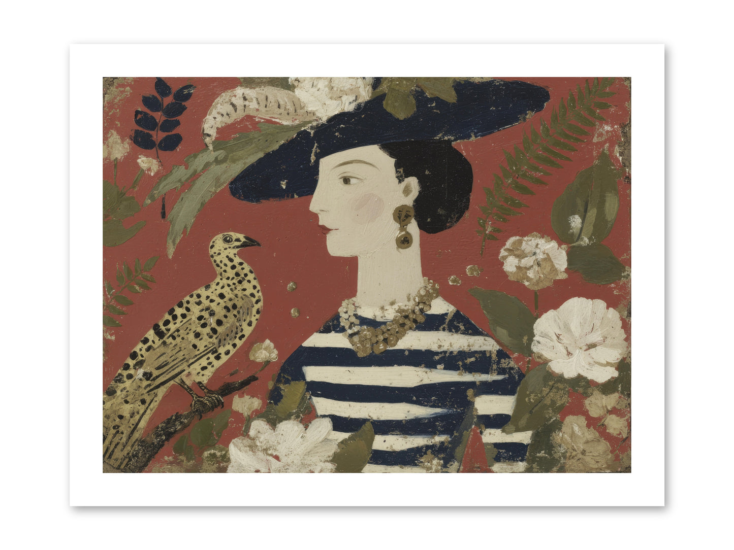 She Collected Feathers No.1 -- Loose Canvas Print 16x12