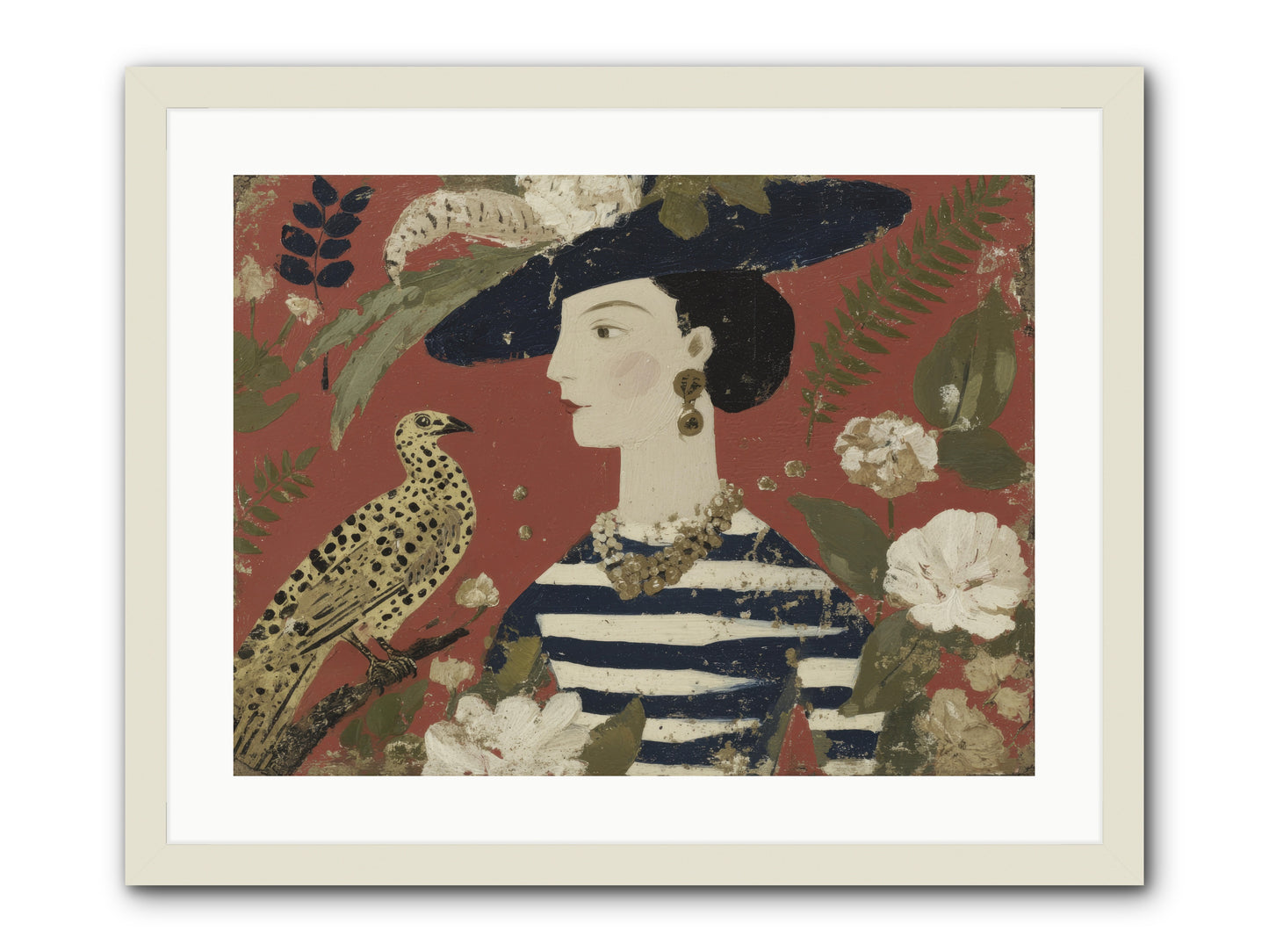 She Collected Feathers No.1 -- Framed Print - White 24x18
